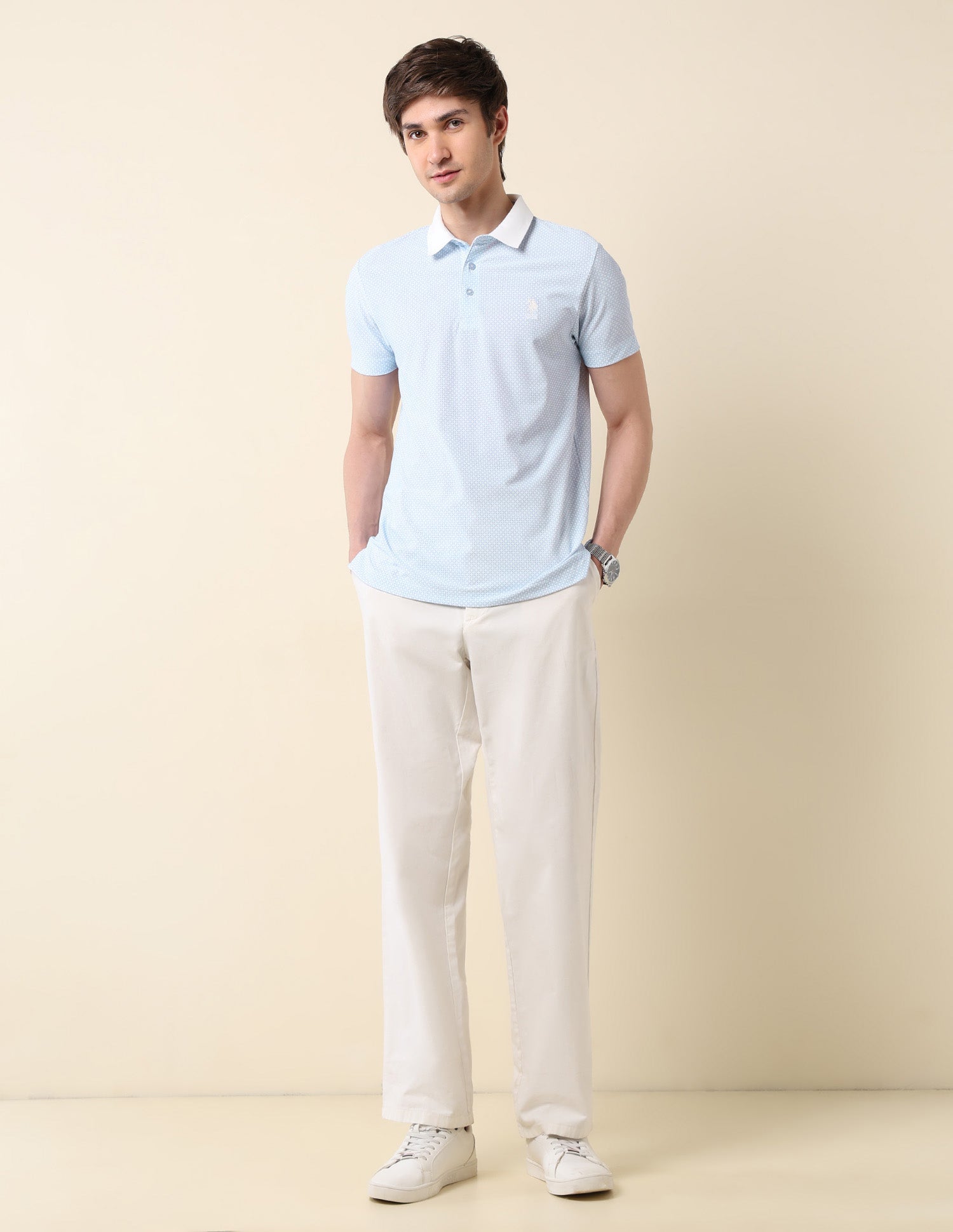 All-Over Printed Classic Polo Shirt White - U.S. Polo Assn. India | Large