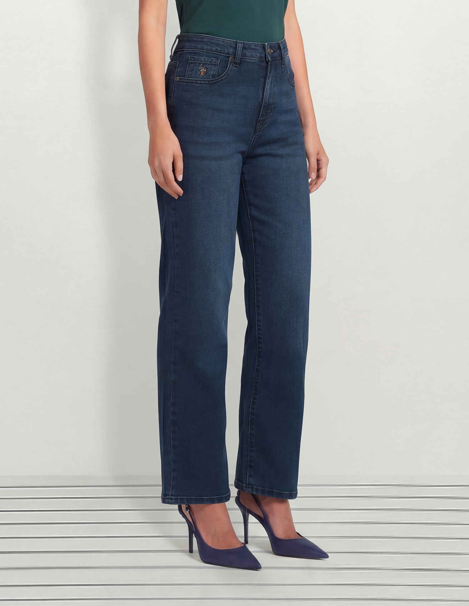 High Rise Straight Fit Jeans Dark Blue - U.S. Polo Assn. India | Large