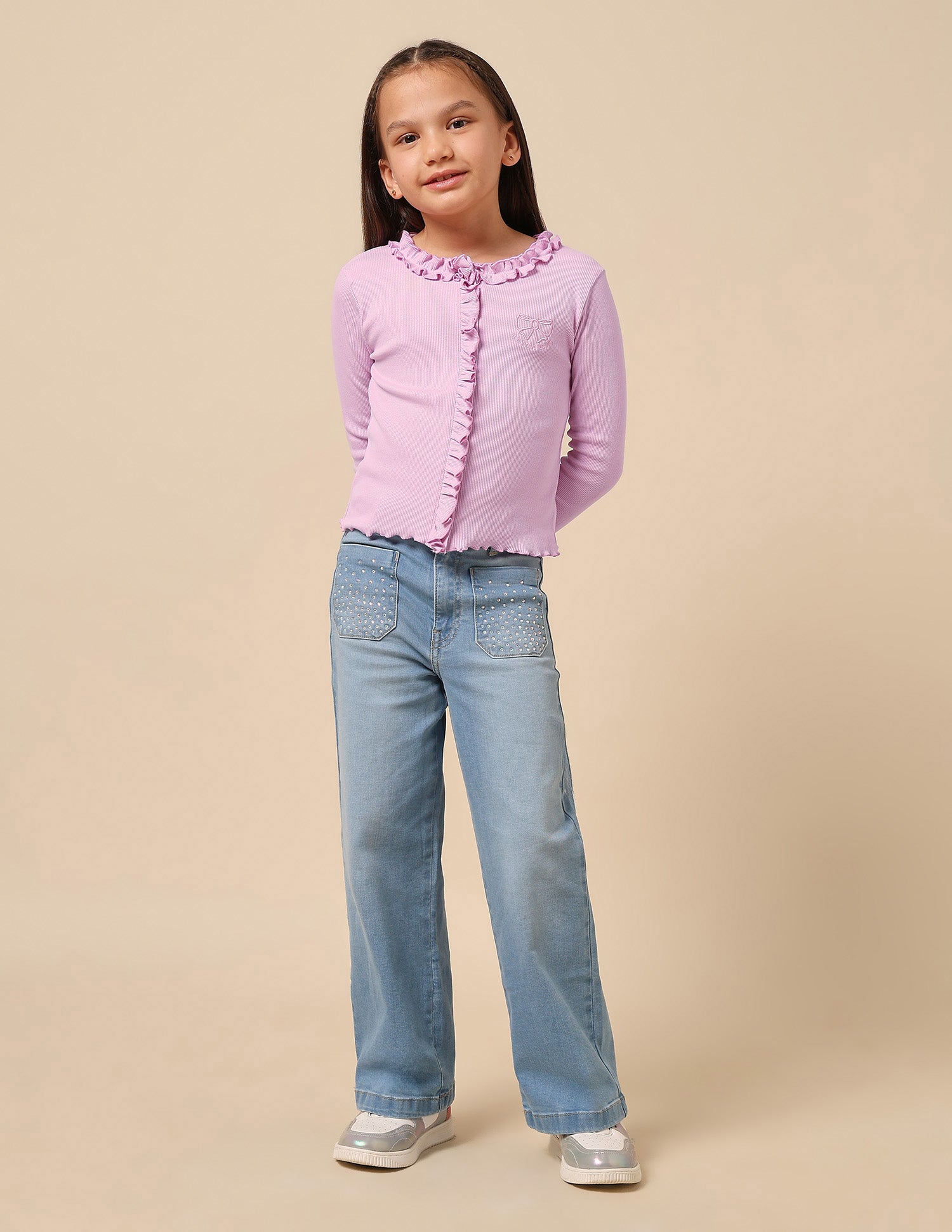 Girls Textured Slim Fit Top Pink - U.S. POLO ASSN. | Large