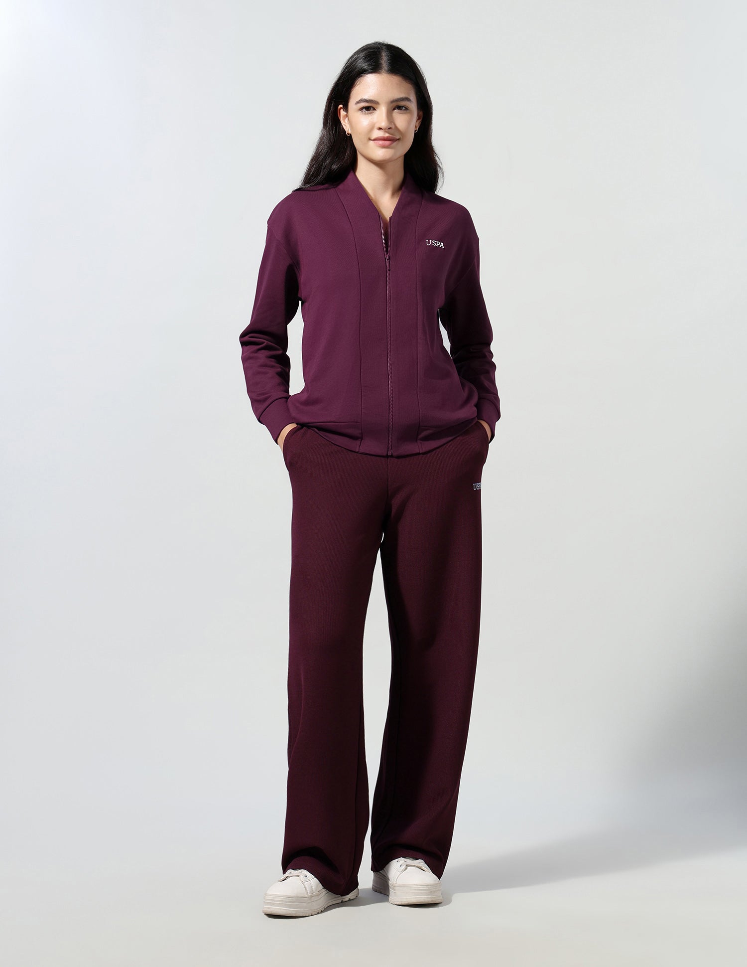 Collarless Zipper Jacket Wine - U.S. Polo Assn. India | Large