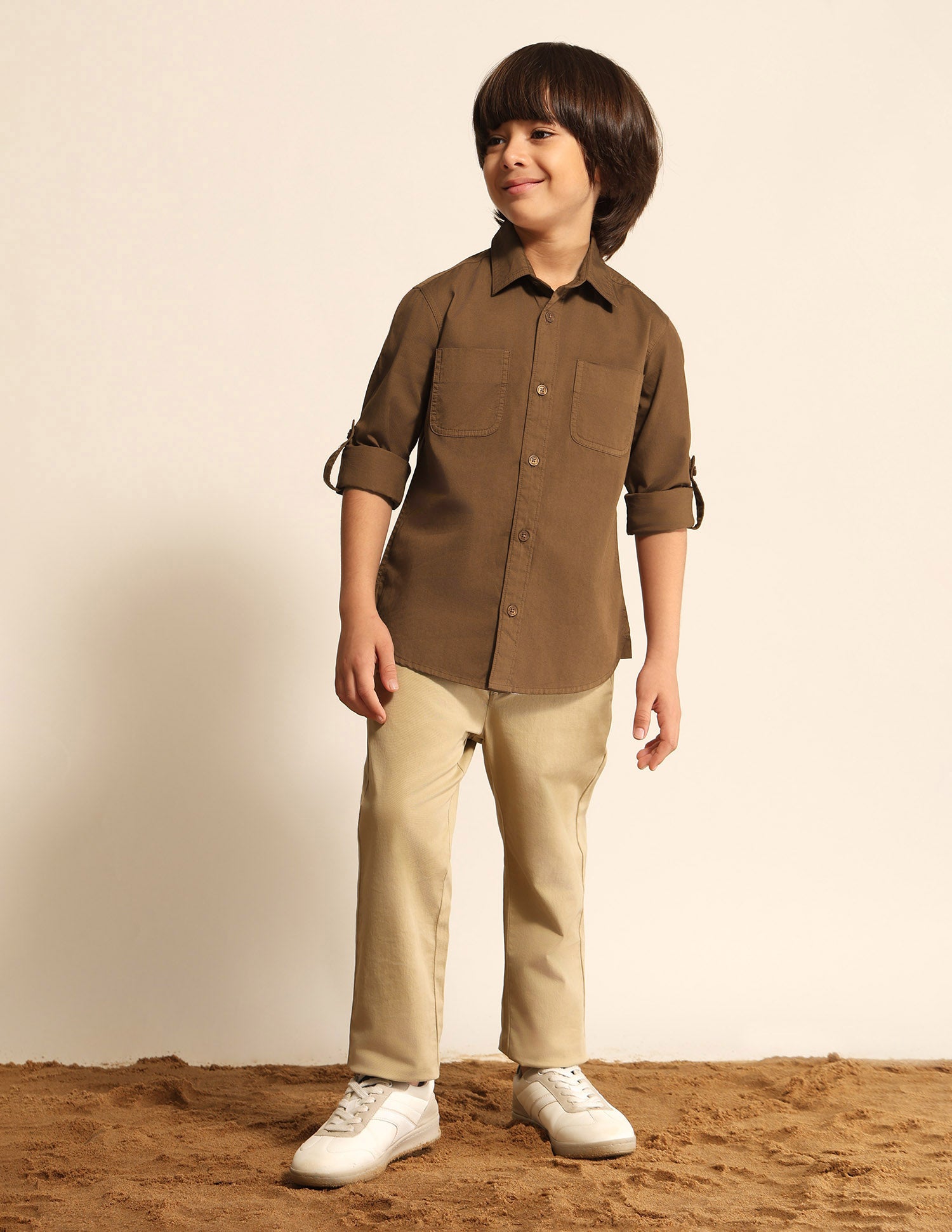Boys Solid Regular Fit Shirt Brown - U.S. Polo Assn. India | Large