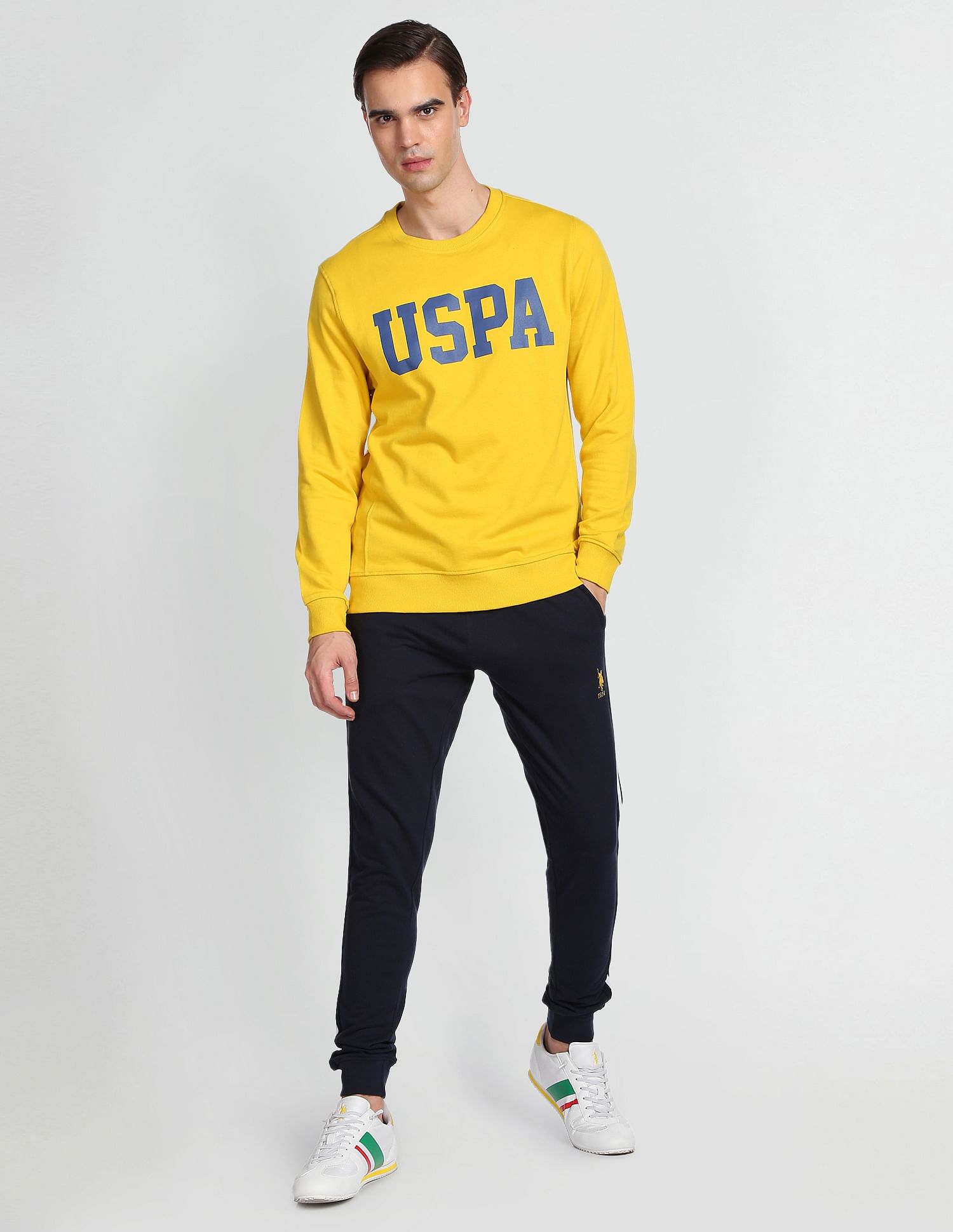 Collegiate Terry Sweatshirt Yellow - U.S. POLO ASSN. | Large