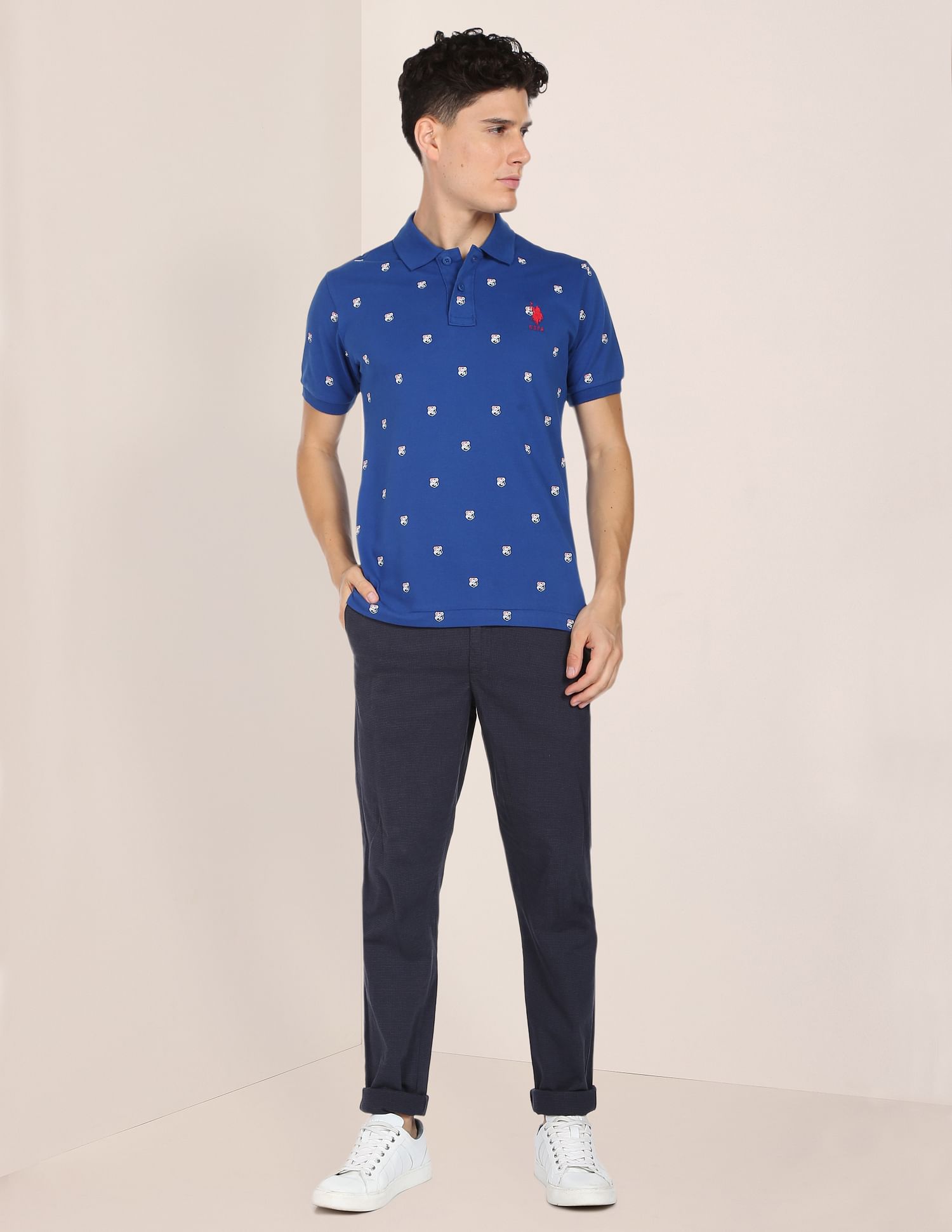 Shield Print Polo Shirt Blue - U.S. Polo Assn. India | Large