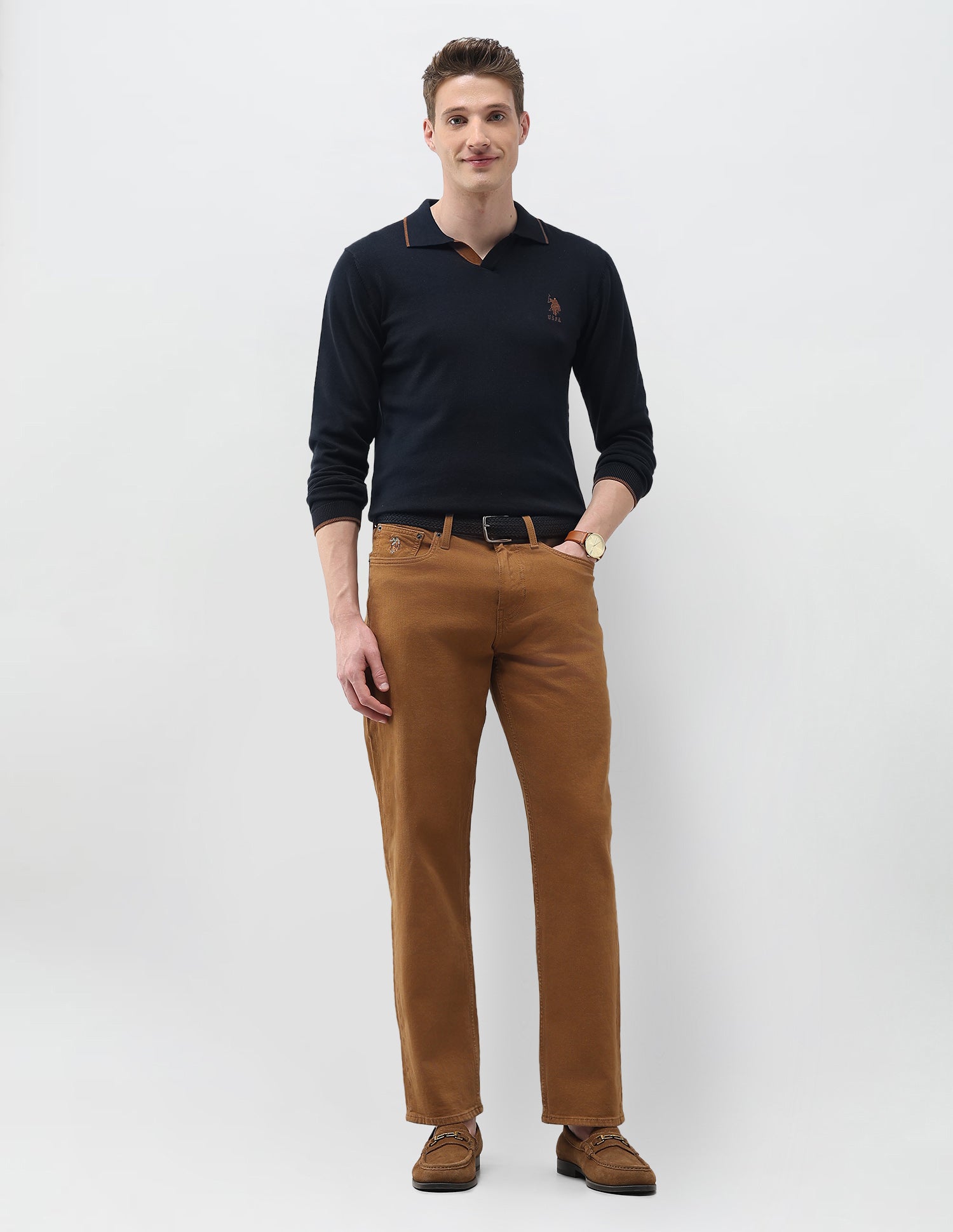 Solid Regular Fit Sweater Navy - U.S. Polo Assn. India | Large