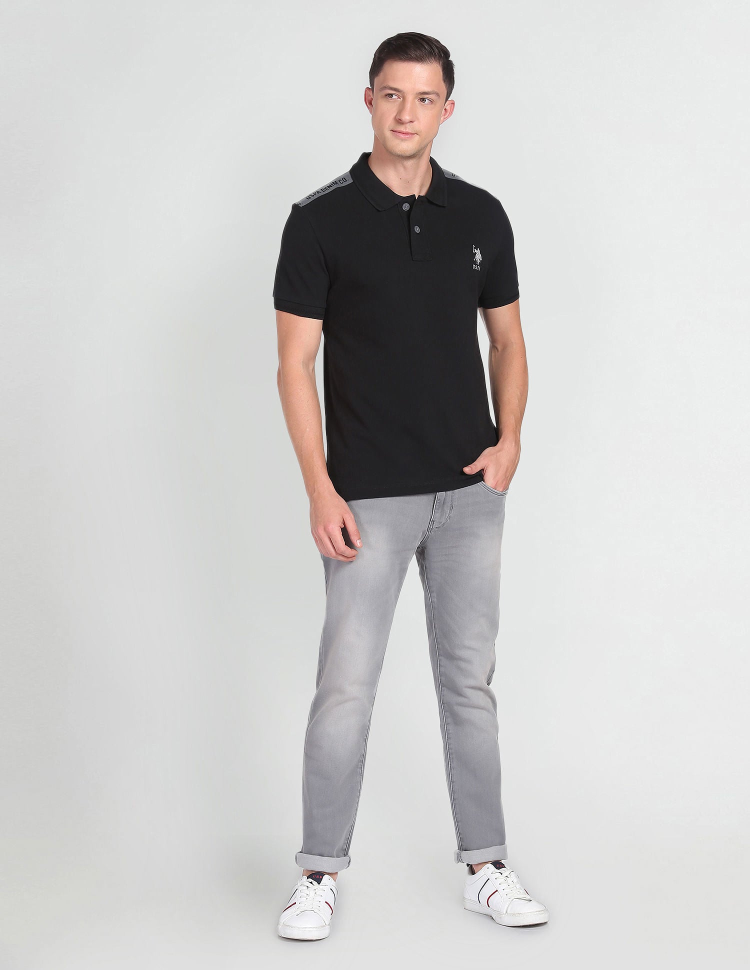 Brandon Slim Tapered Stone Wash Jeans Grey - U.S. POLO ASSN. | Large