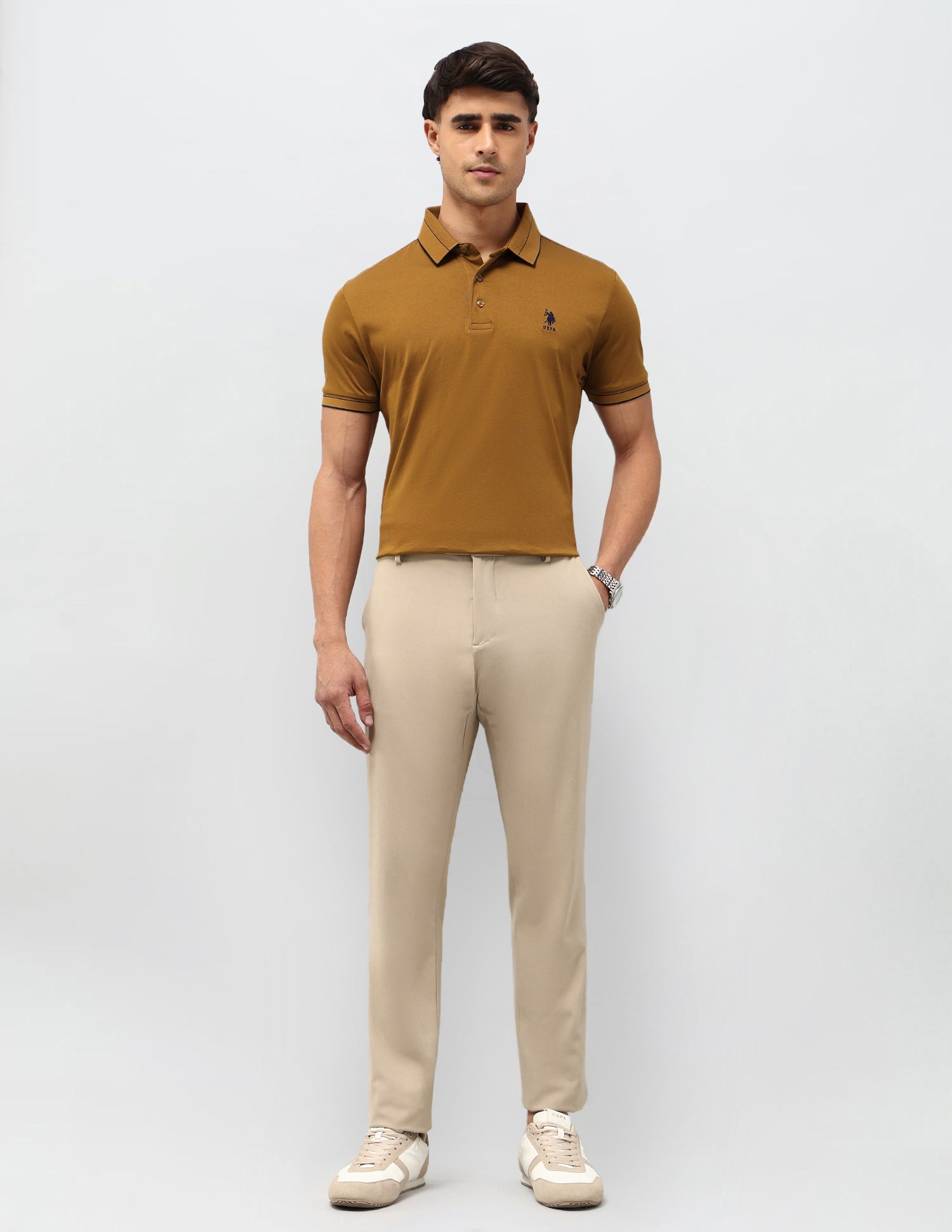 Solid Regular Fit Polo Shirt Mustard - U.S. POLO ASSN. | Large