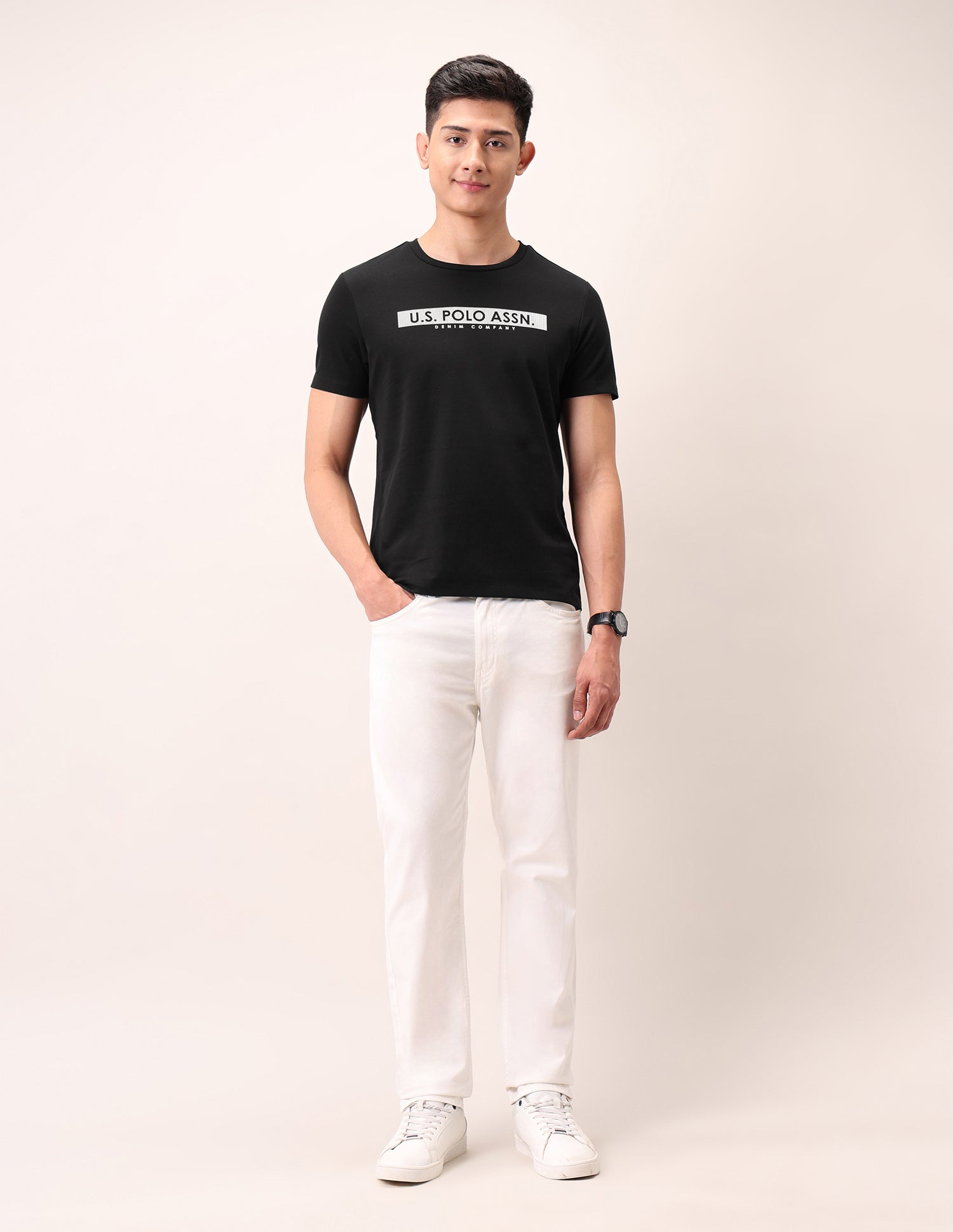 Brand Printed Outdoor T-Shirt Black - U.S. Polo Assn. India | Large