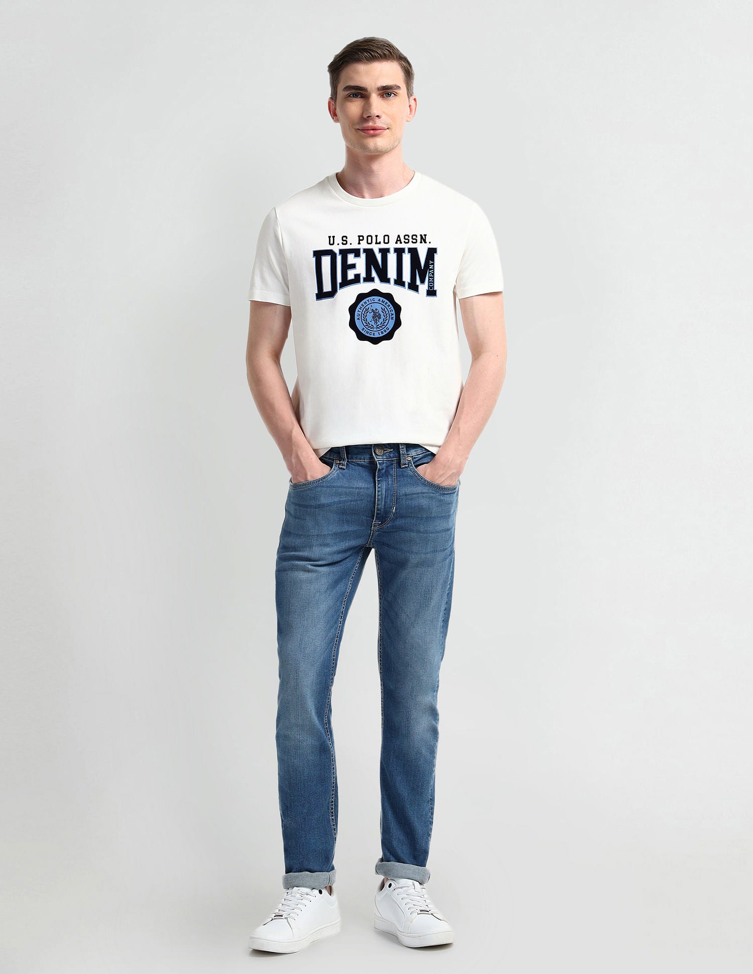 Muscle fit Logo Cotton T-Shirt White - U.S. POLO ASSN. | Large