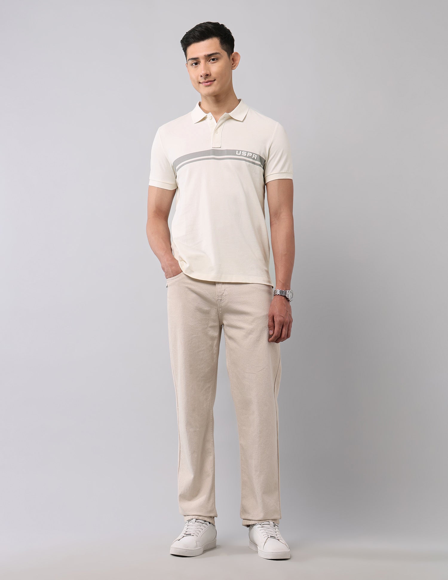 Horizontal Striped Black Label Polo Shirt Ivory - U.S. Polo Assn. India | Large