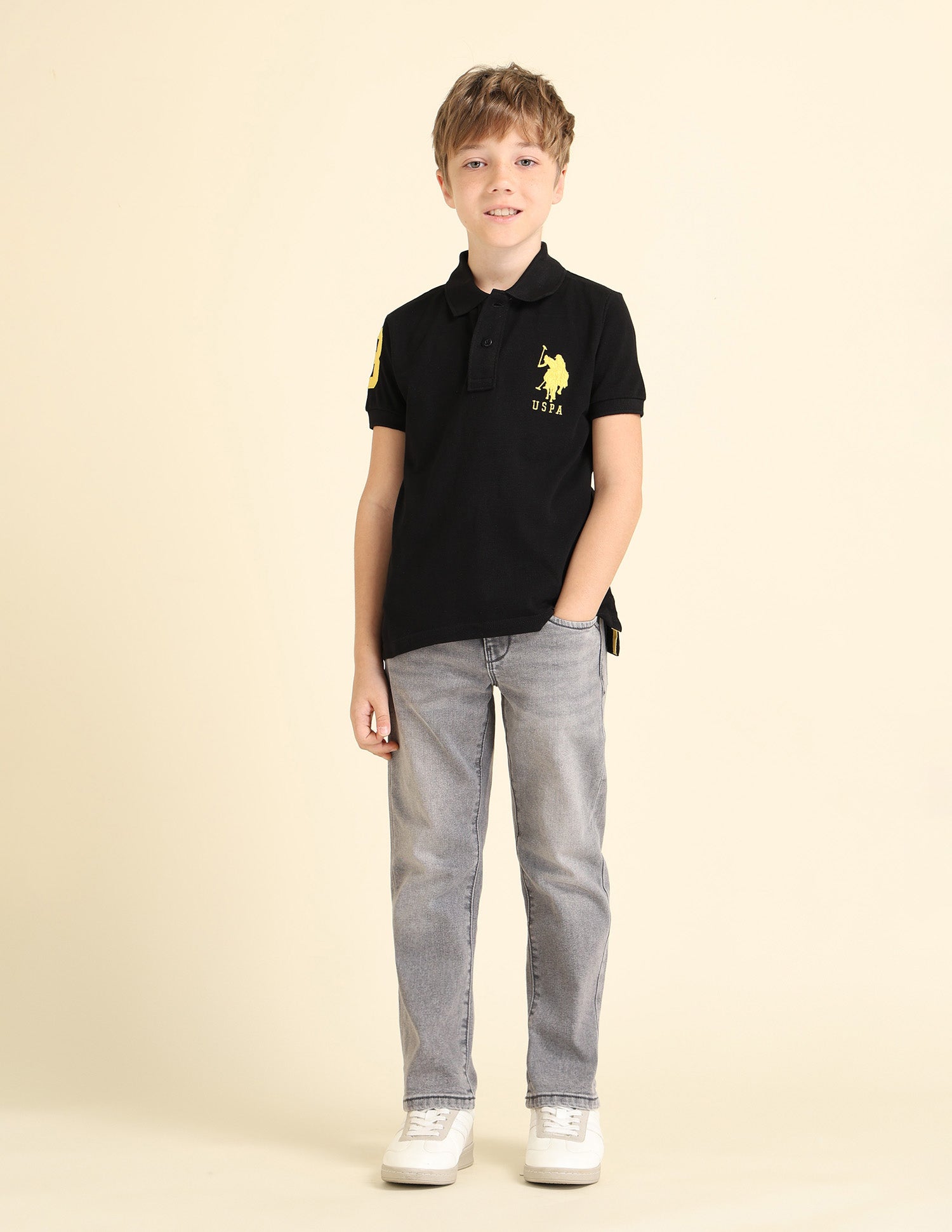 Boys Pique Polo Shirt Black - U.S. POLO ASSN. | Large