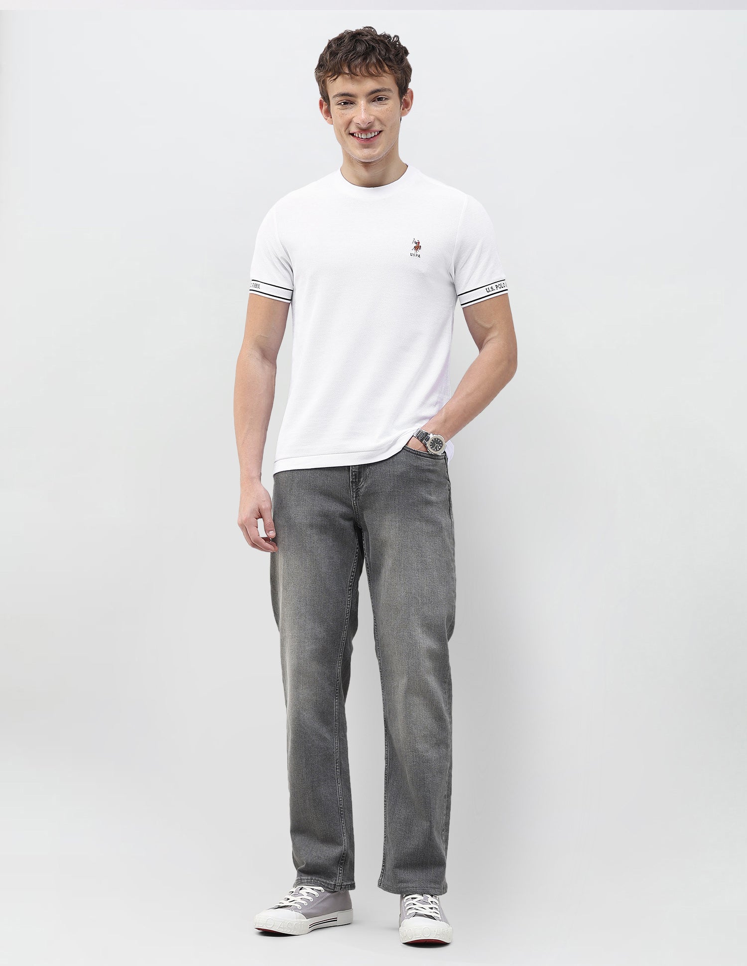 Solid Slim Fit T-Shirt White - U.S. Polo Assn. India | Large