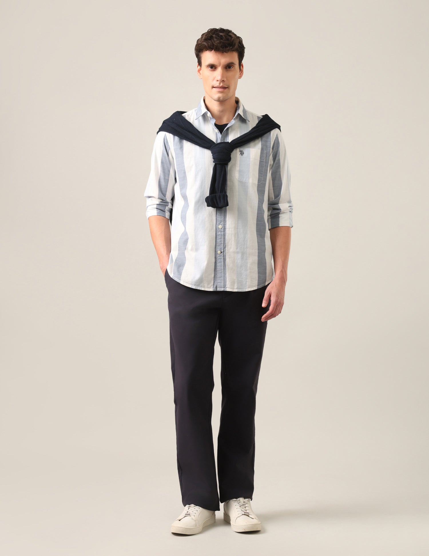 Vertical Striped Regular Fit Shirt Blue - U.S. Polo Assn. India | Large