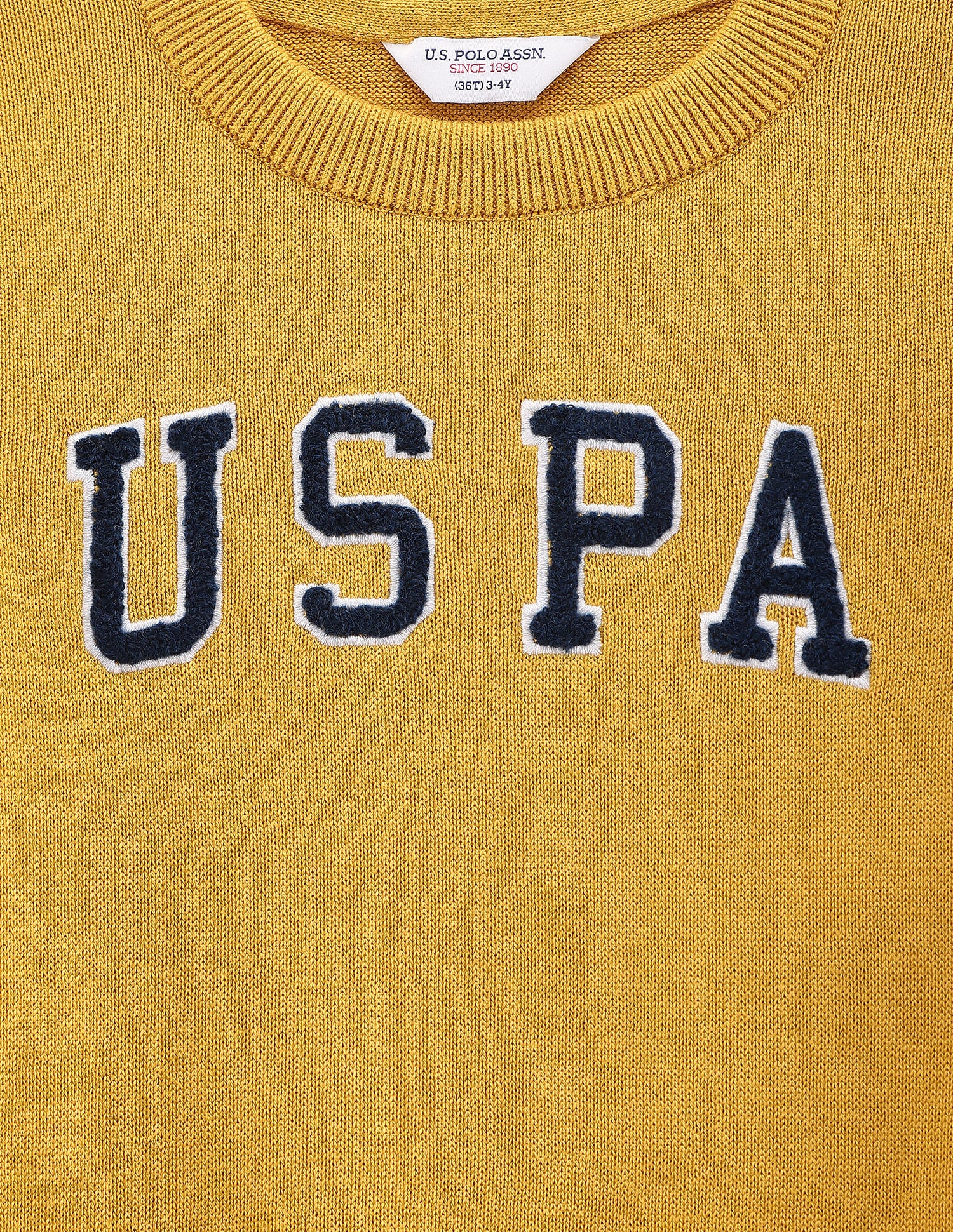Boys Brand Embroidered Sweater Dark Yellow - U.S. POLO ASSN. | Large