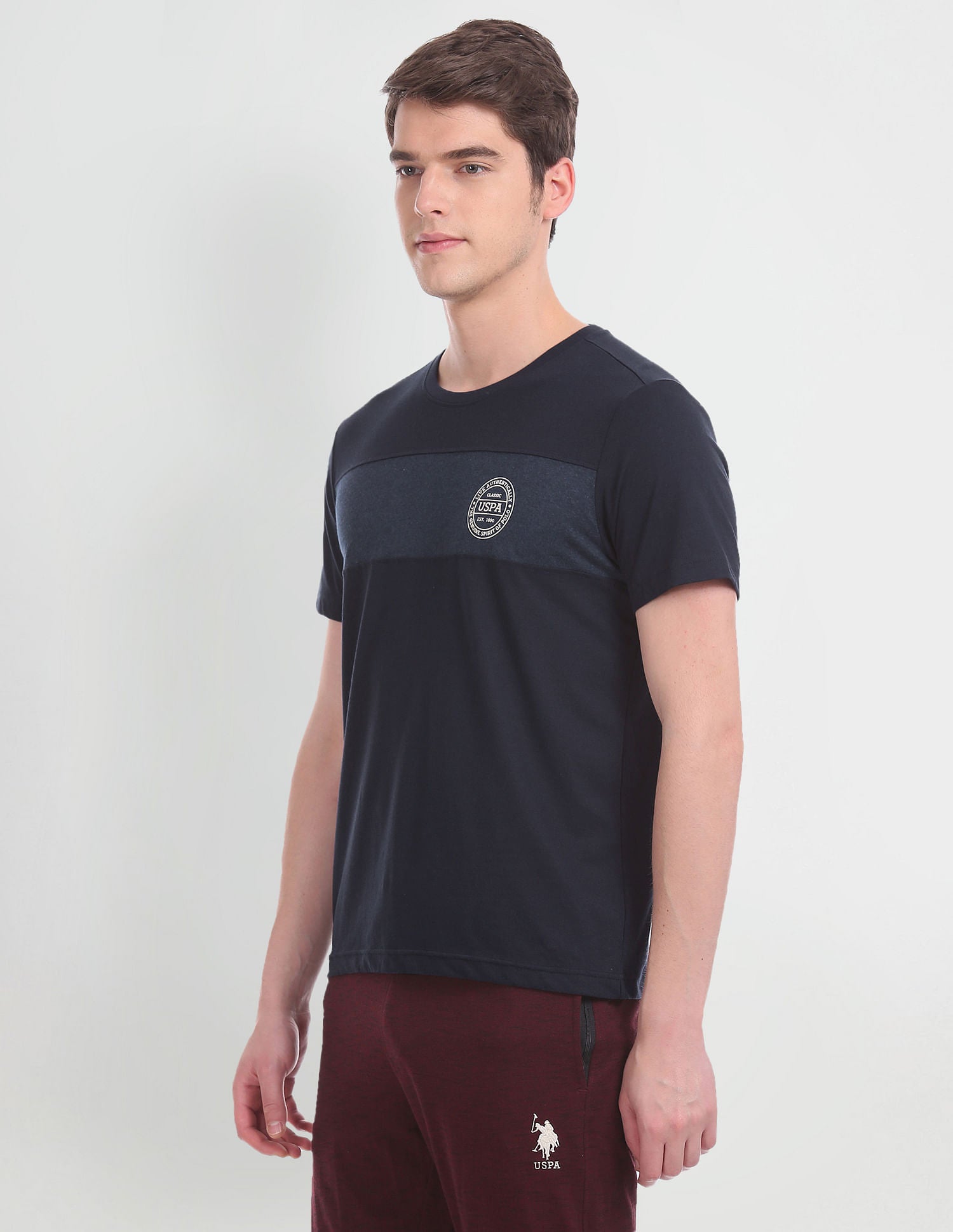 Crew Neck Colour Block I681 Lounge T-Shirt - Pack Of 1 Navy - U.S. POLO ASSN. | Large
