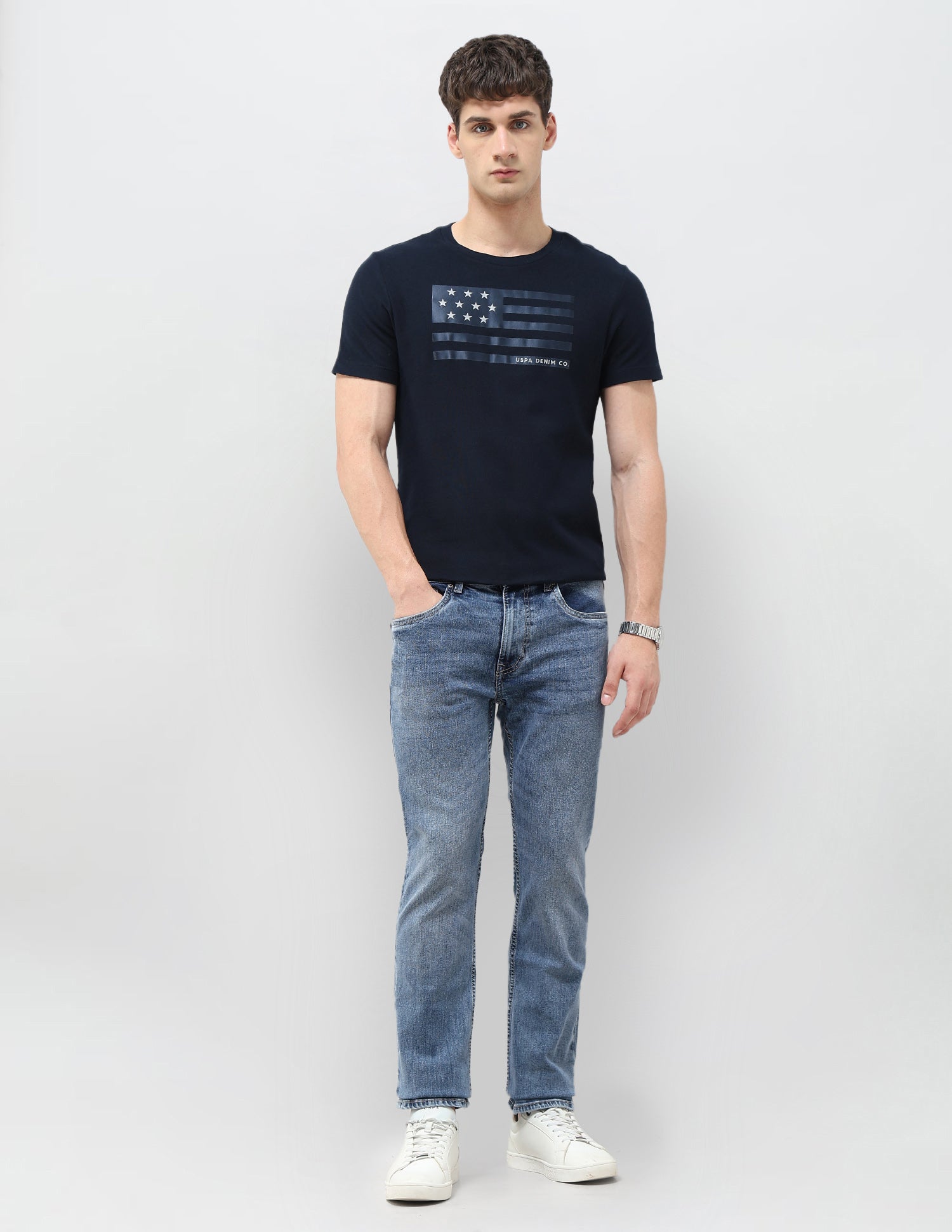 Harold Slim Straight Fit Blue Jeans Light Indigo - U.S. POLO ASSN. | Large