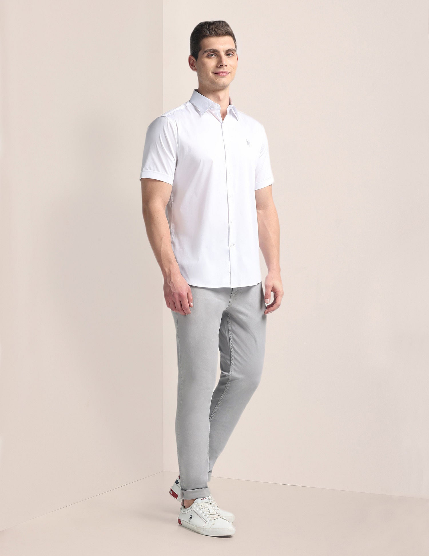 Short Sleeve Solid Shirt White - U.S. Polo Assn. India | Large