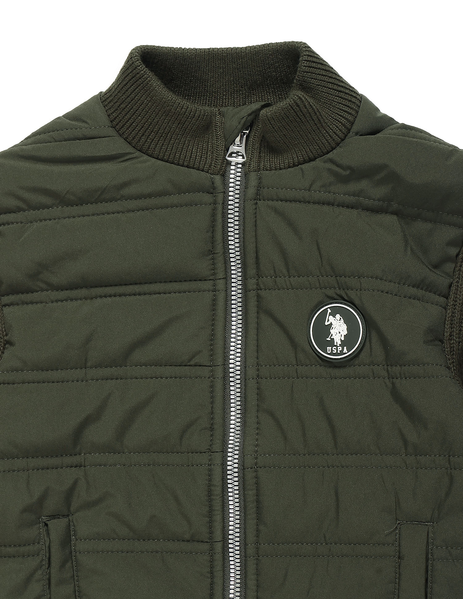 Boys High Neck Knitted Jacket Olive - U.S. POLO ASSN. | Large