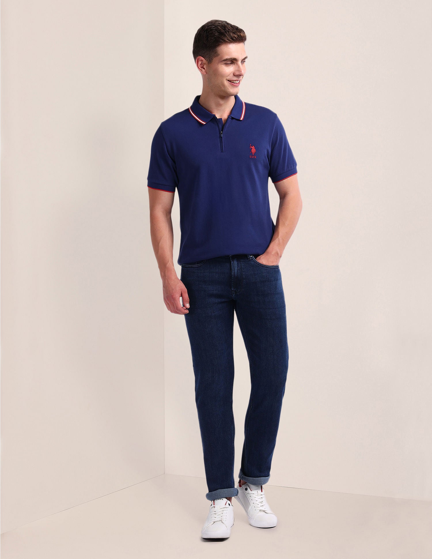 Pure Cotton Solid Polo Shirt Purple - U.S. Polo Assn. India | Large