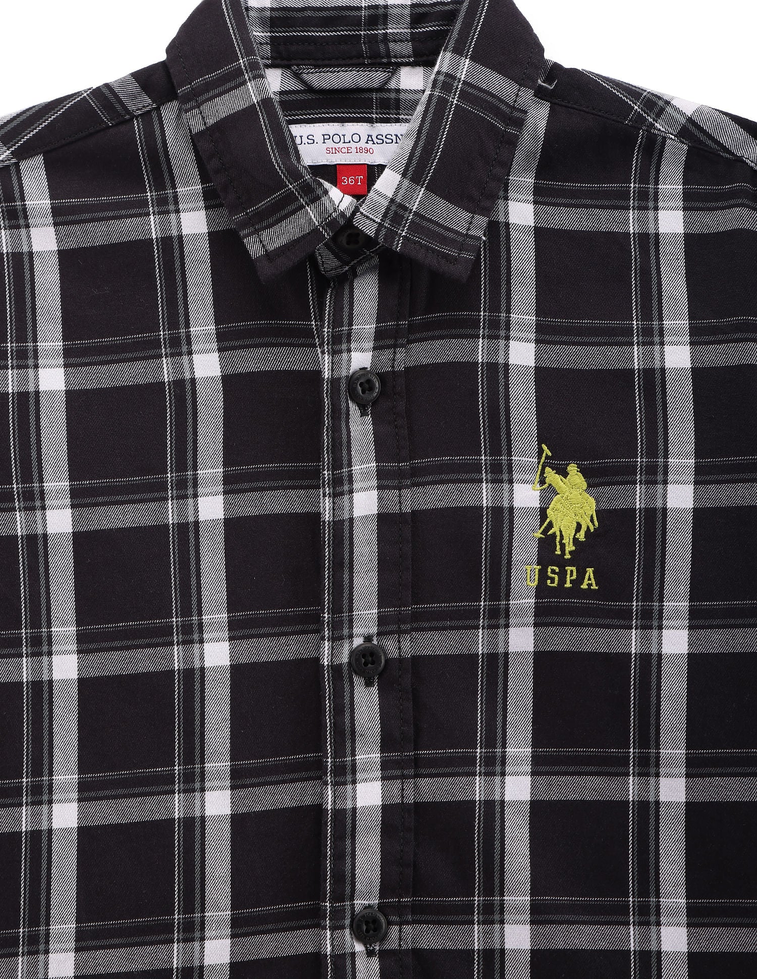 Boys Tartan Check Cotton Shirt Black - U.S. POLO ASSN. | Large