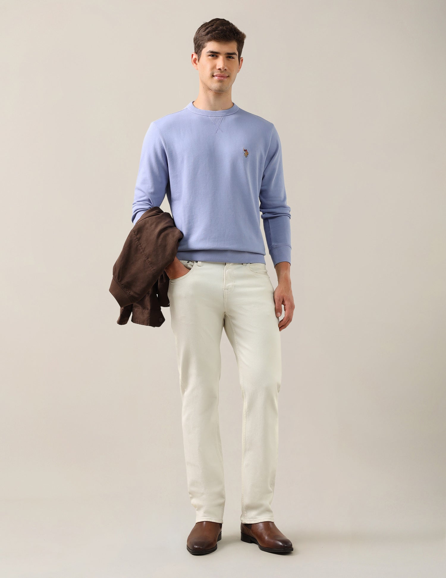 Solid Regular Fit Sweatshirt Purple - U.S. Polo Assn. India | Large