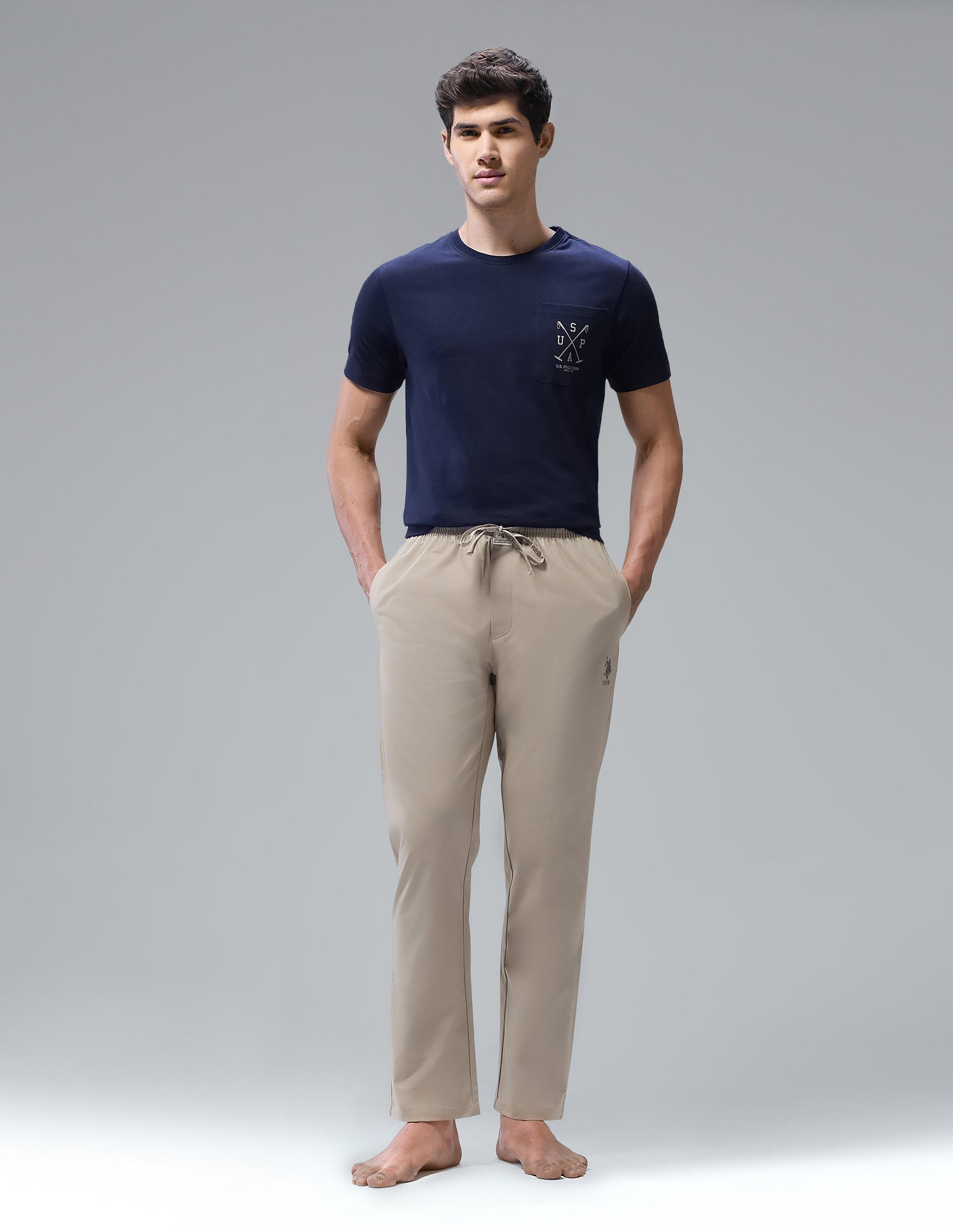Comfort Fit Solid Cotton I690 Lounge Pants - Pack Of 1 Roasted Cashew - U.S. Polo Assn. India | Large