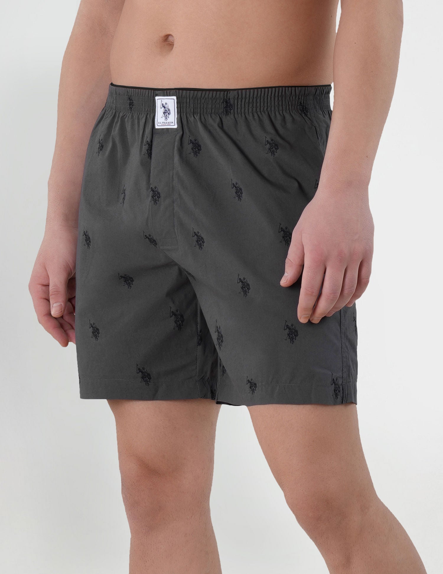 Signature Logo Pure Cotton I021 Boxers - Pack Of 1 Dark Grey - U.S. POLO ASSN. | Large