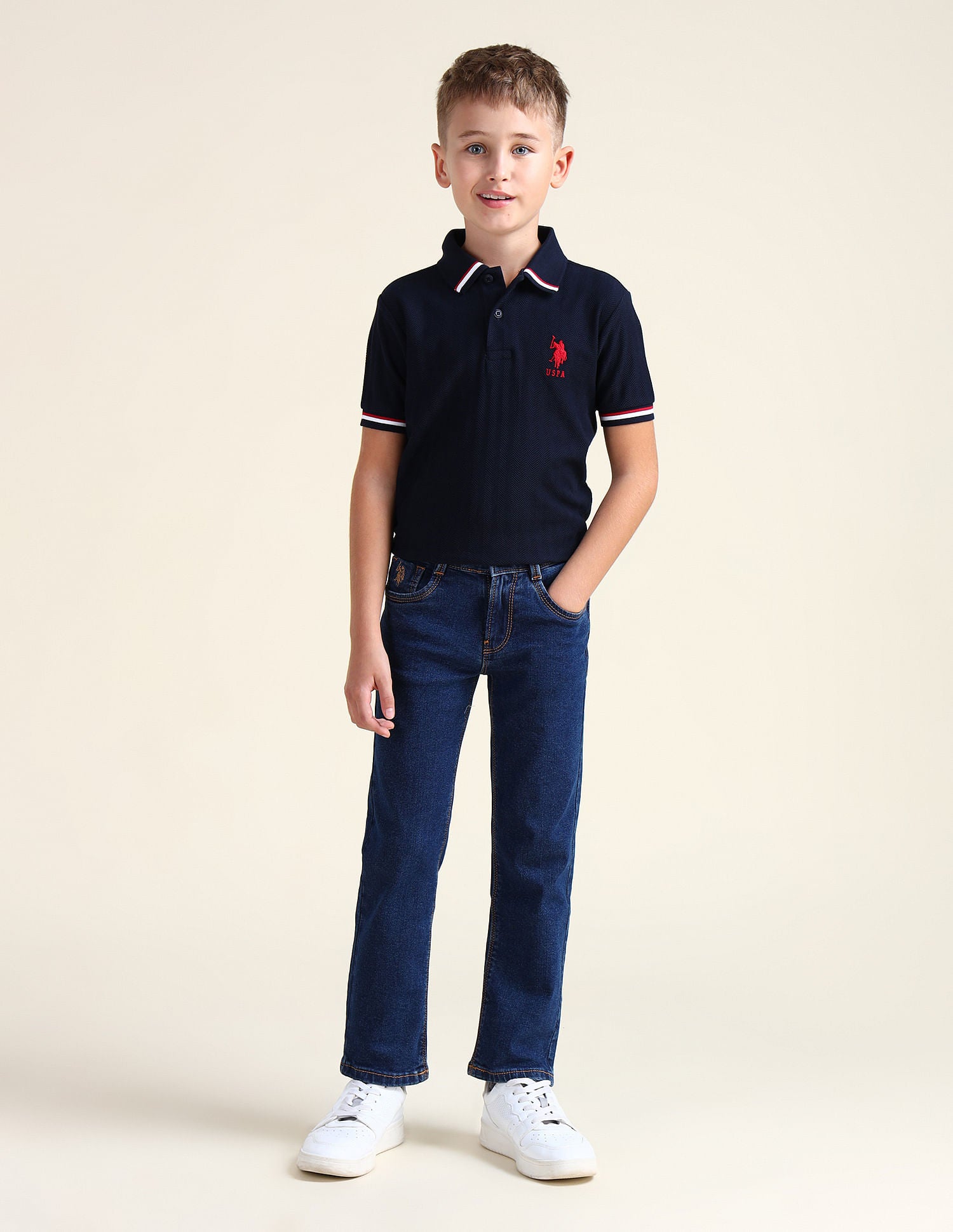 Relaxed Fit Dark Washed Jeans Dark Blue - U.S. POLO ASSN. | Large