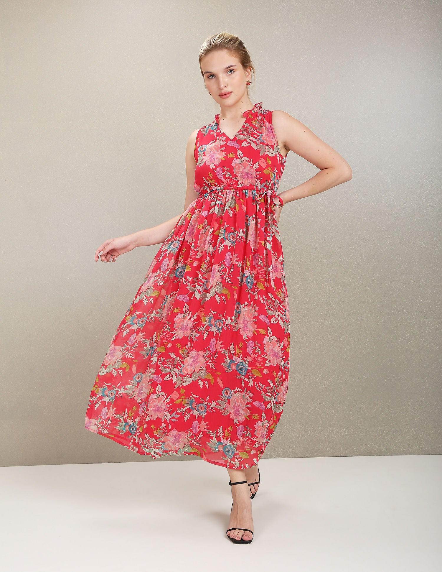 Floral Print Maxi Dress Red - U.S. Polo Assn. India | Large