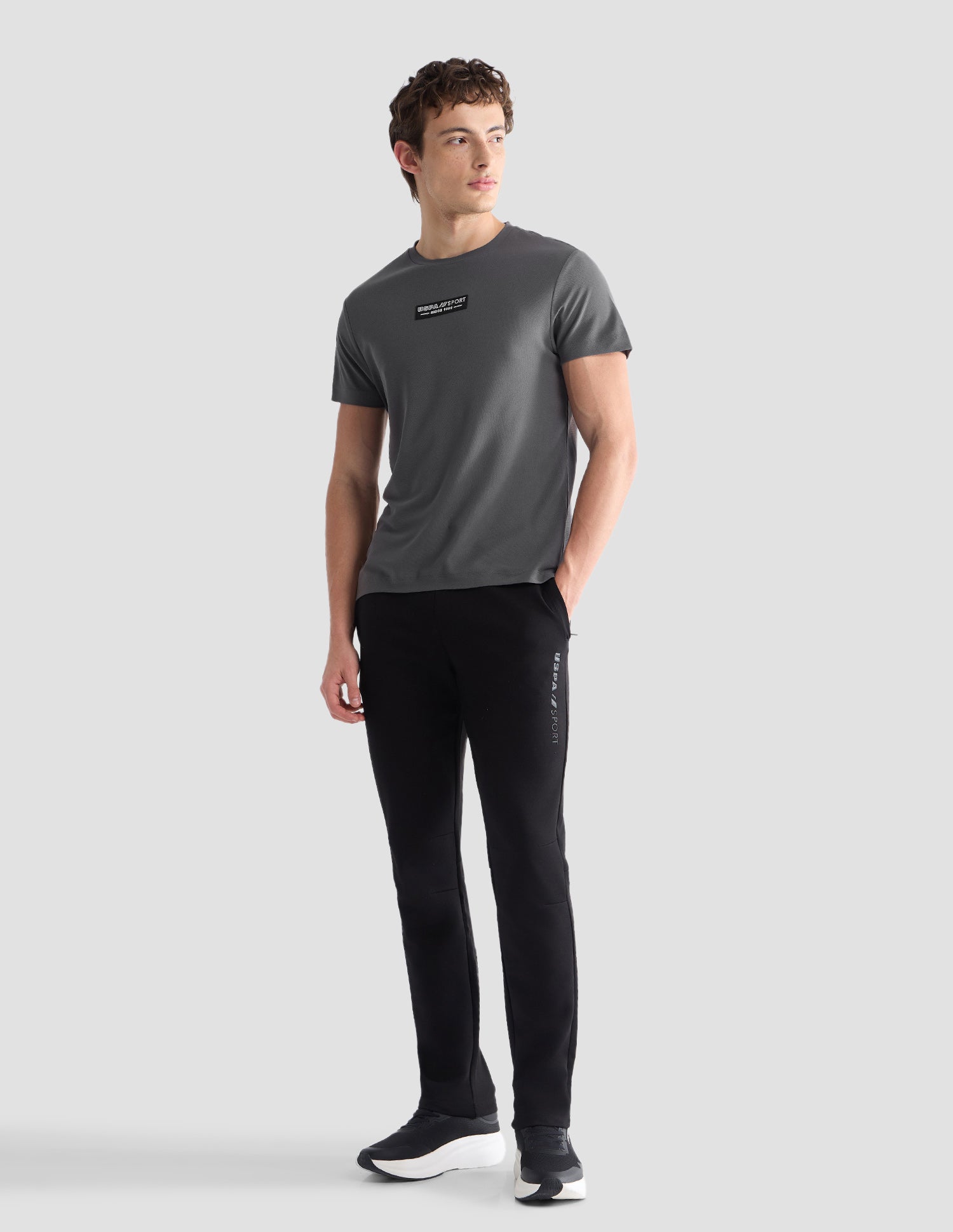 Solid Slim Fit Active T-Shirt Dark Grey - U.S. Polo Assn. India | Large