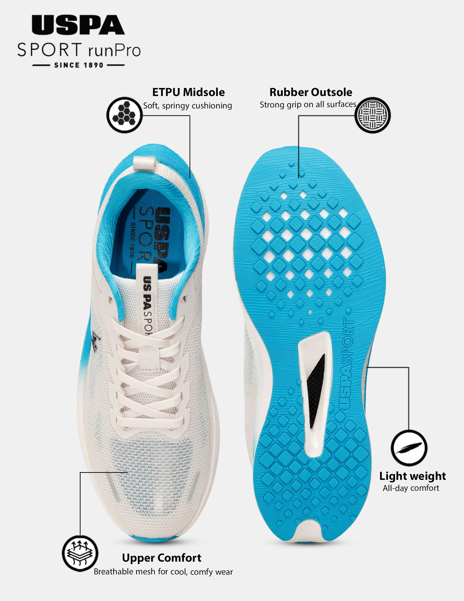 Men Werner USPA Sport Runpro Running Shoes Cream - U.S. POLO ASSN. | Large