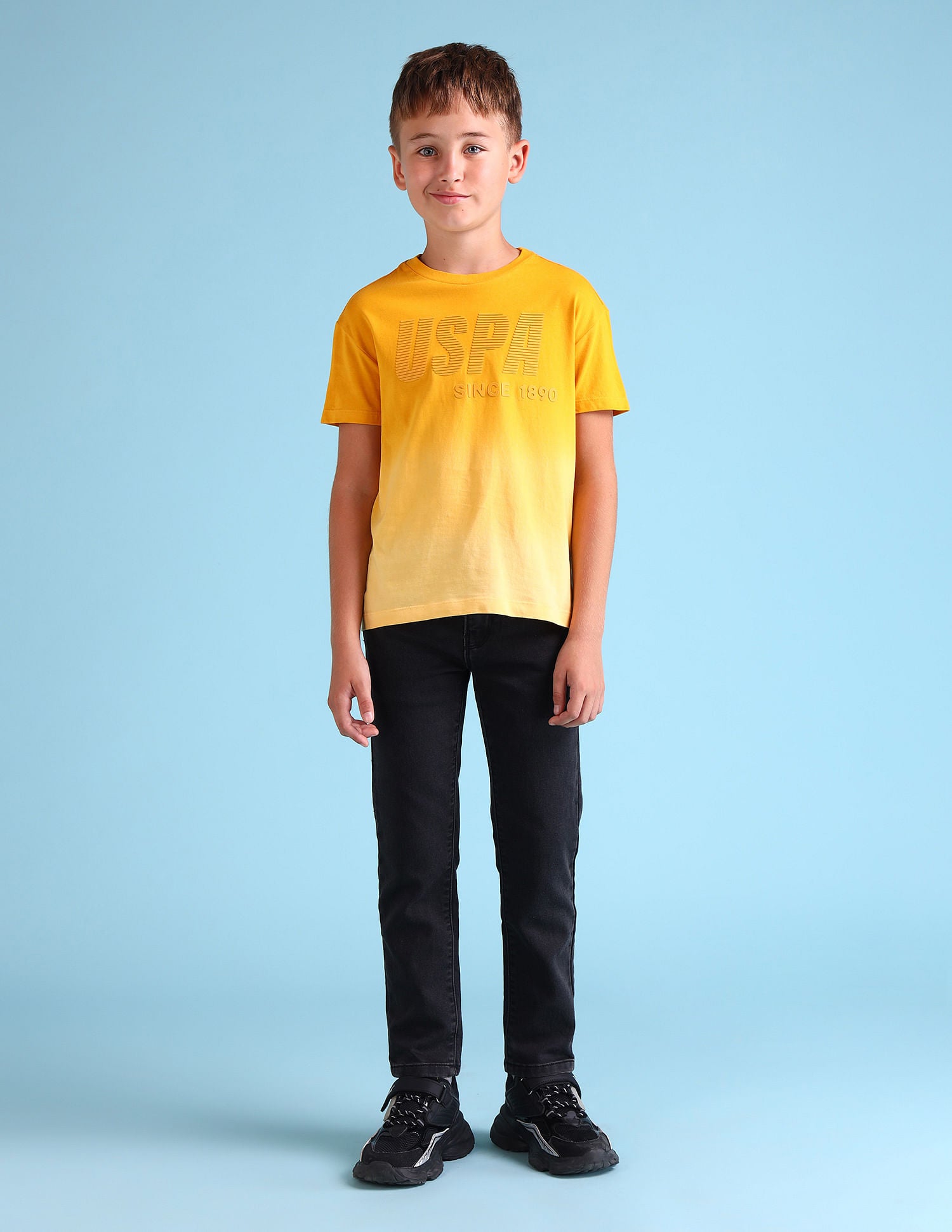 Brand Printed Ombre Cotton T-Shirt Dark Yellow - U.S. Polo Assn. India | Large