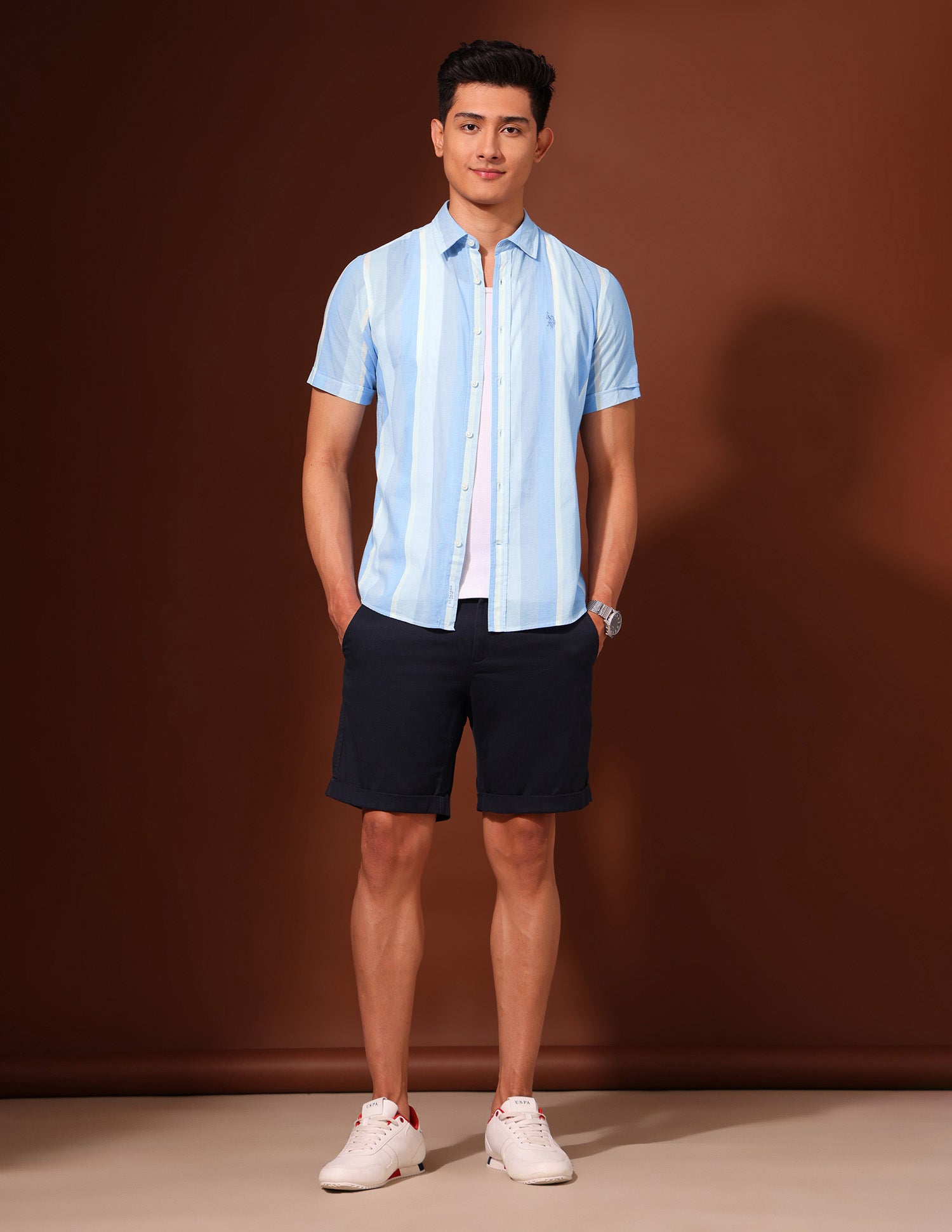 Vertical Striped Tailored Fit Shirt Blue - U.S. Polo Assn. India | Large