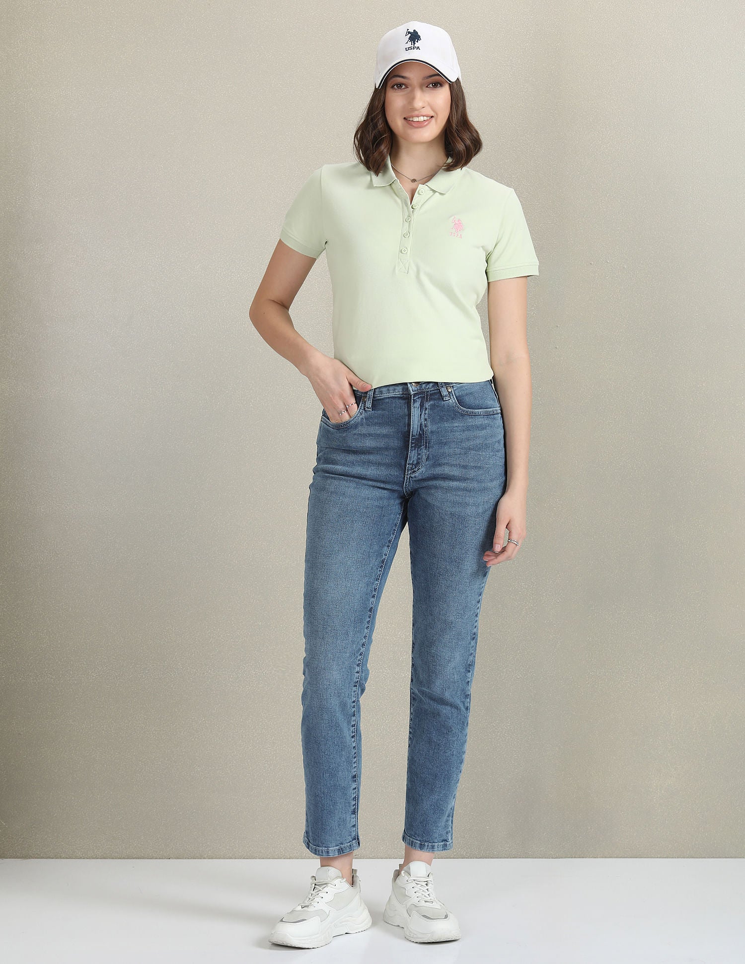 Mid Rise Stone Wash Jeans Blue - U.S. POLO ASSN. | Large