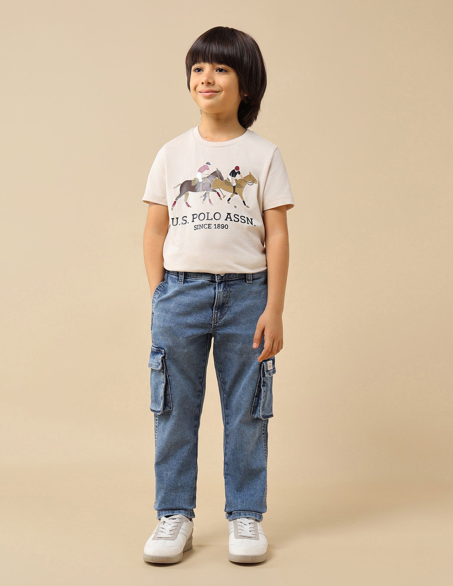 Boys Relaxed Fit Cargo Jeans Blue - U.S. POLO ASSN. | Large