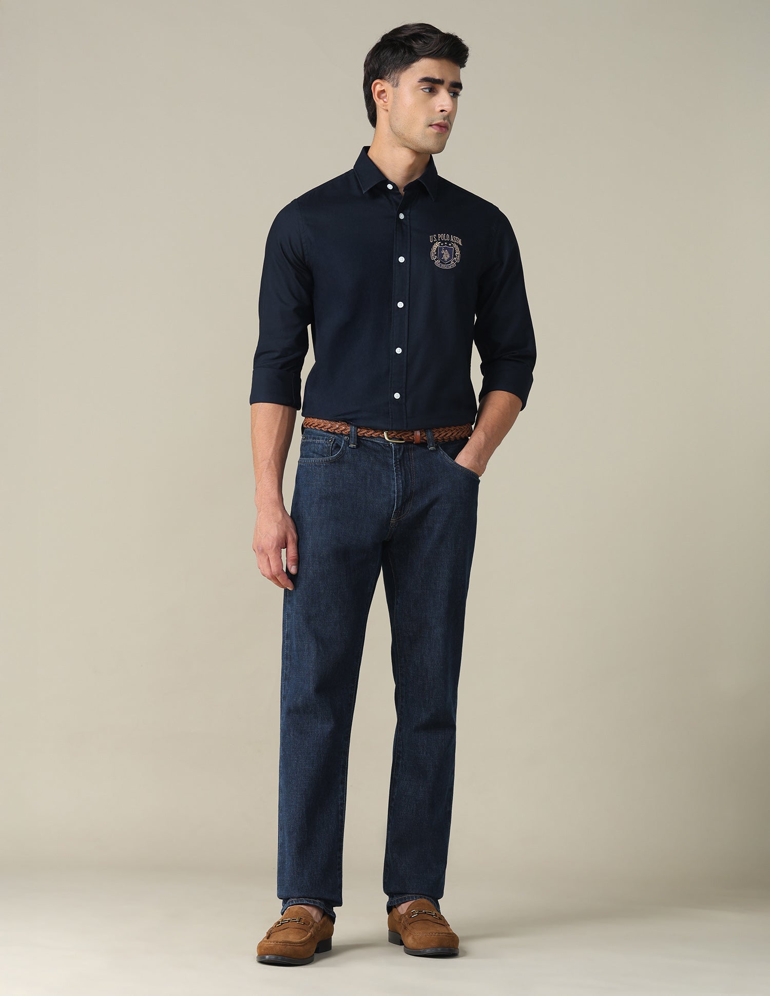 Oxford Tailored Fit Shirt Navy - U.S. POLO ASSN. | Large