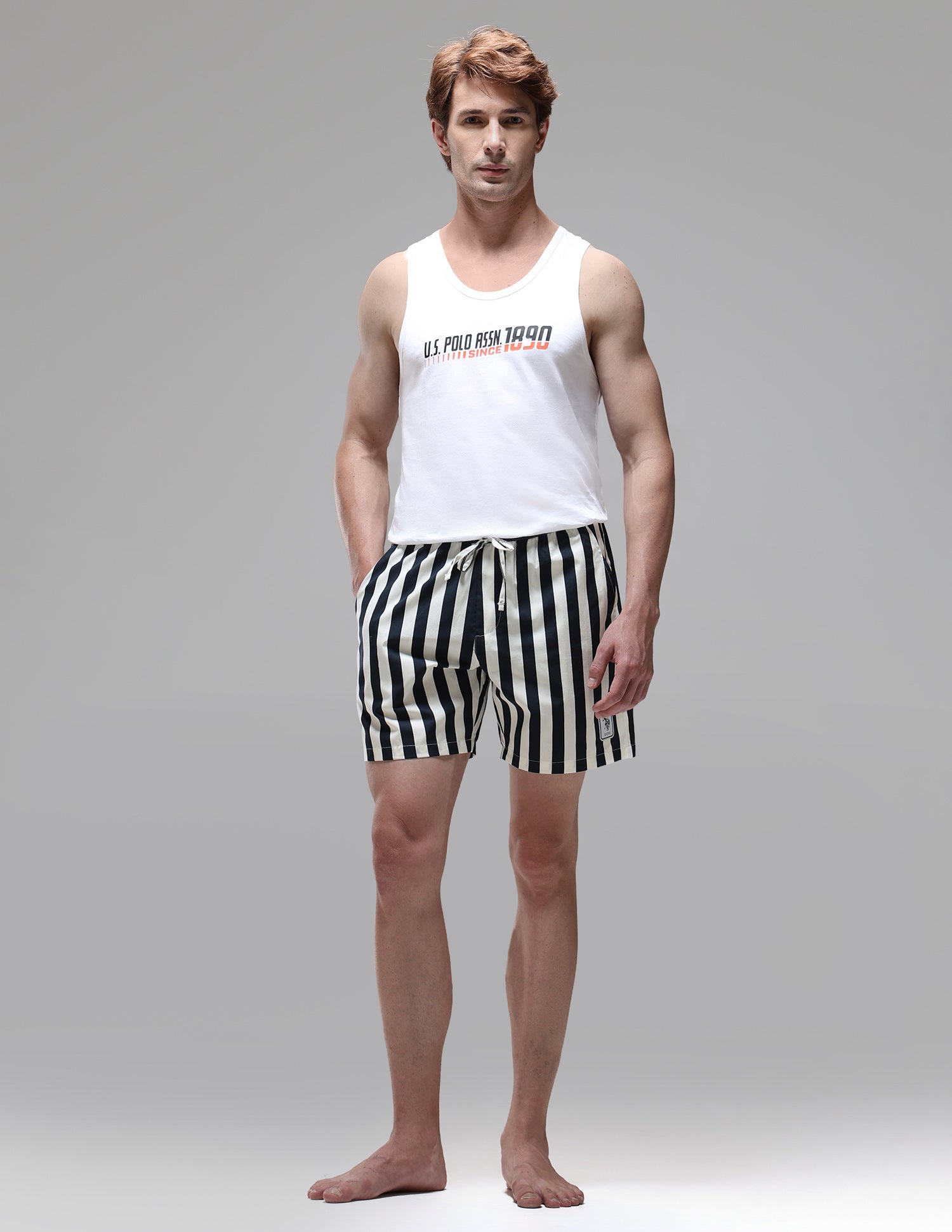 Vertical Striped Pure Cotton OEX15 Boxer Shorts Uspa Navy - U.S. Polo Assn. India | Large