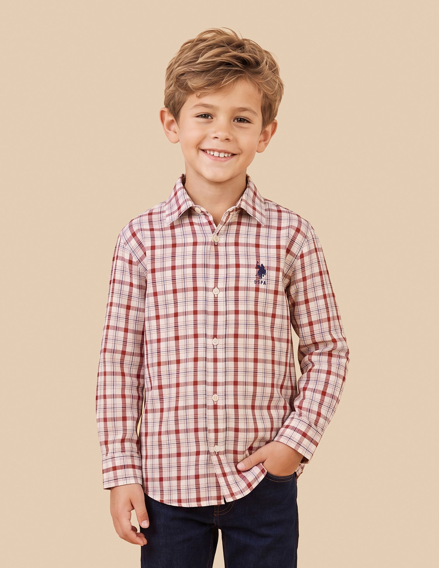 Tartan Checked Twill Shirt Red - U.S. Polo Assn. India | Large