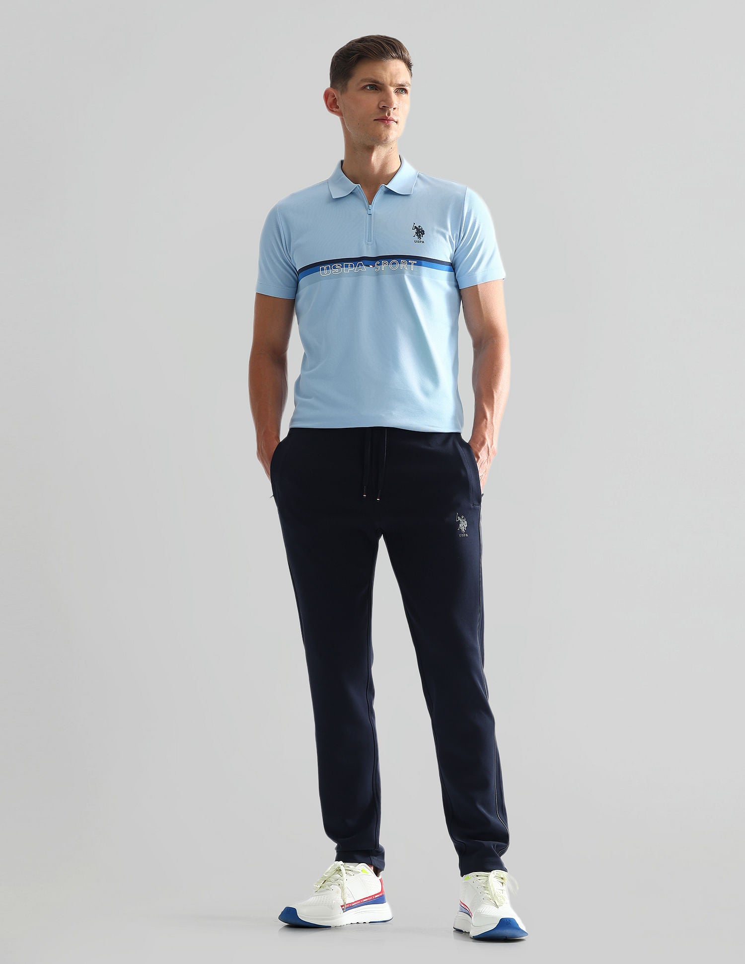 Slim Fit Mid Rise Track Pants Navy - U.S. Polo Assn. India | Large