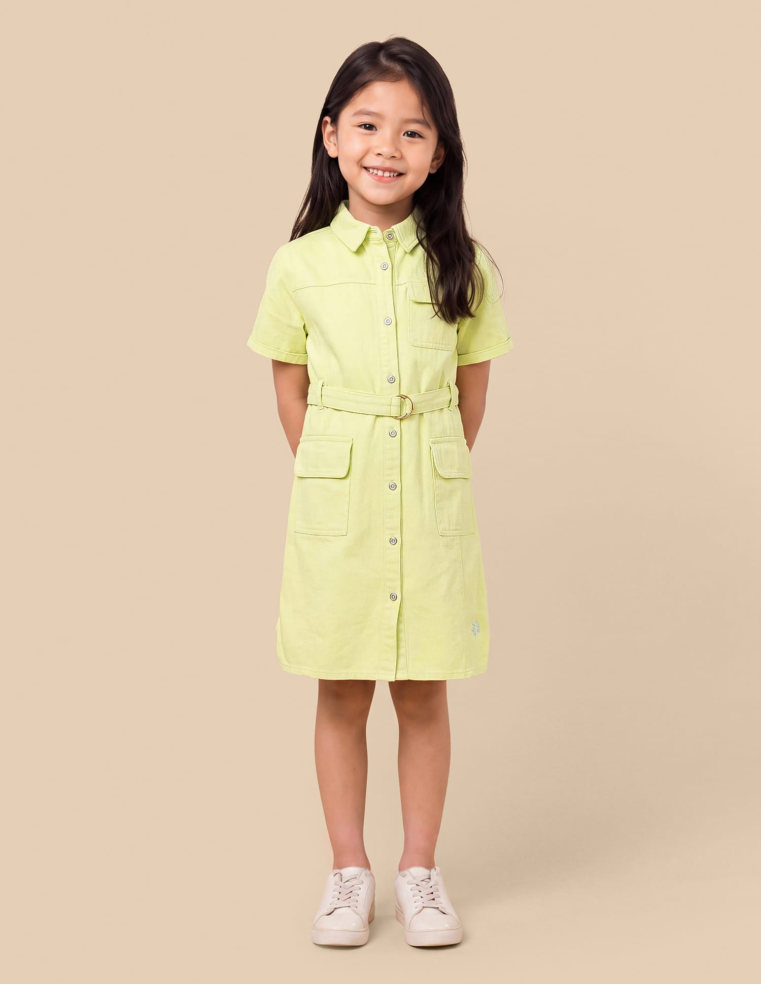Solid Relaxed Fit Shirt Dress Green - U.S. Polo Assn. India | Large