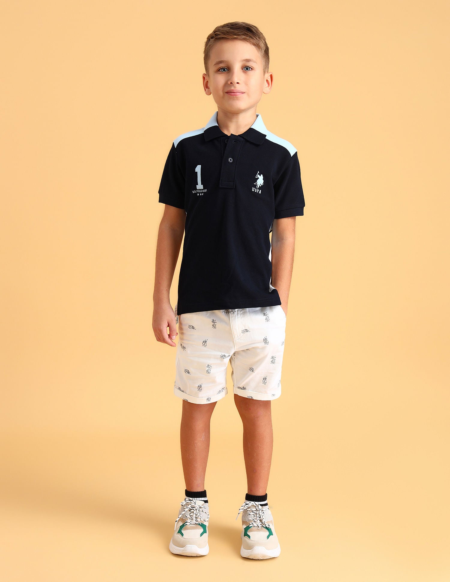 Boys Cotton Printed Polo Shirt Blue - U.S. Polo Assn. India | Large