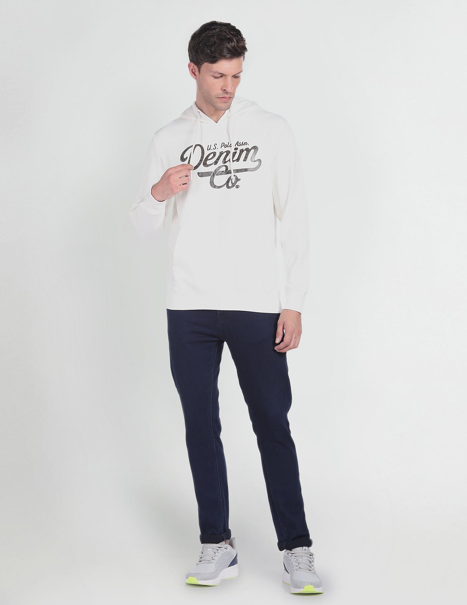 Brand Print Hooded Sweatshirt White - U.S. POLO ASSN. | Large