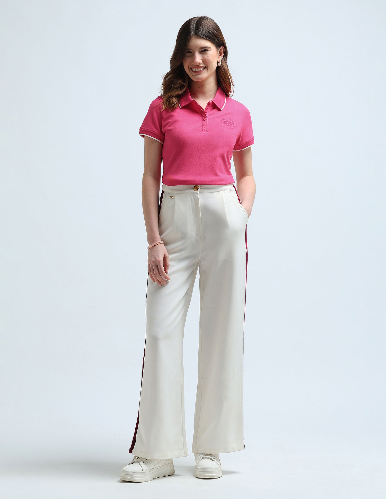 Crest Logo Cotton Polo Shirt Pink - U.S. POLO ASSN. | Large