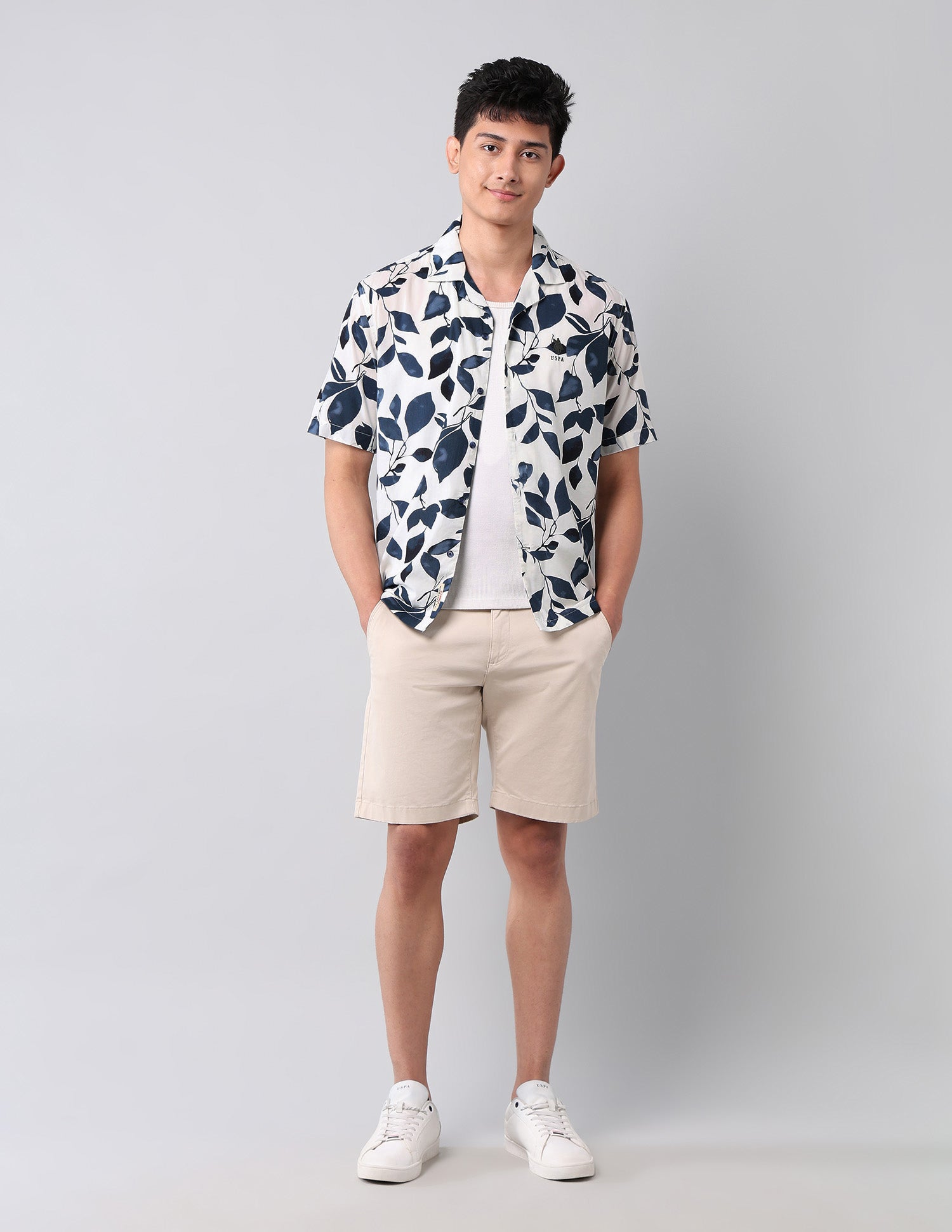 Relaxed Fit Tropical Printed Shirt Navy - U.S. Polo Assn. India | Large