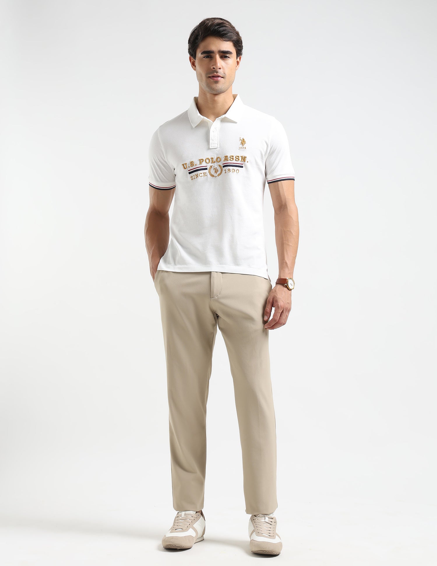 Brand Embroidered Regular Fit Polo Shirt Off White - U.S. POLO ASSN. | Large