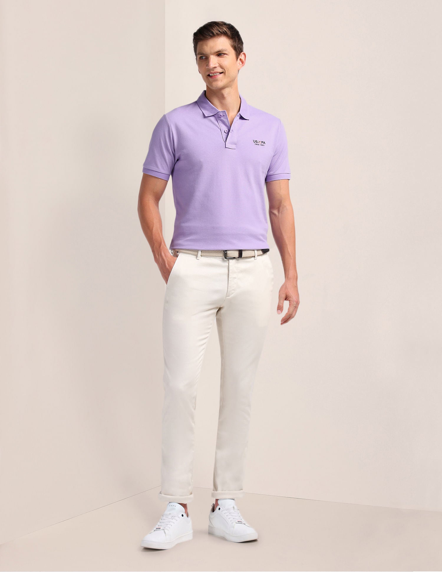 Cotton Slim Fit Polo Shirt Lavender - U.S. Polo Assn. India | Large