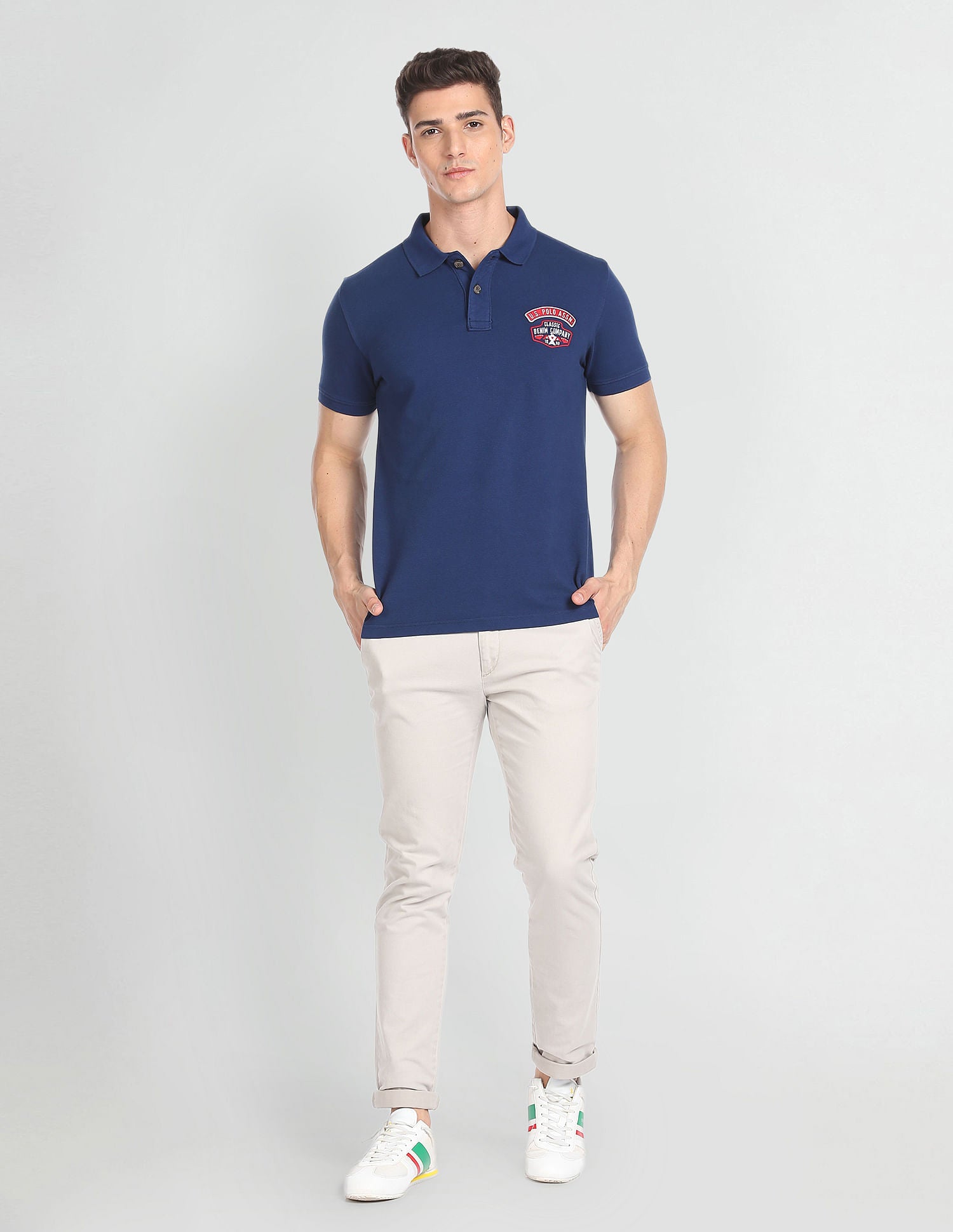 Appliqued Logo Cotton Polo Shirt Navy - U.S. POLO ASSN. | Large