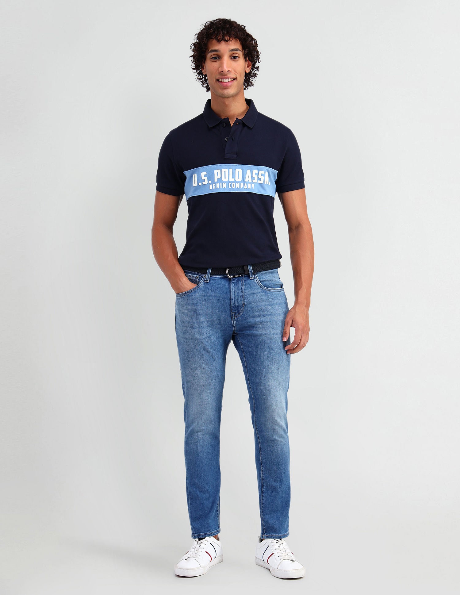 Henry Tapered Cropped Fit Blue Jeans Blue - U.S. POLO ASSN. | Large