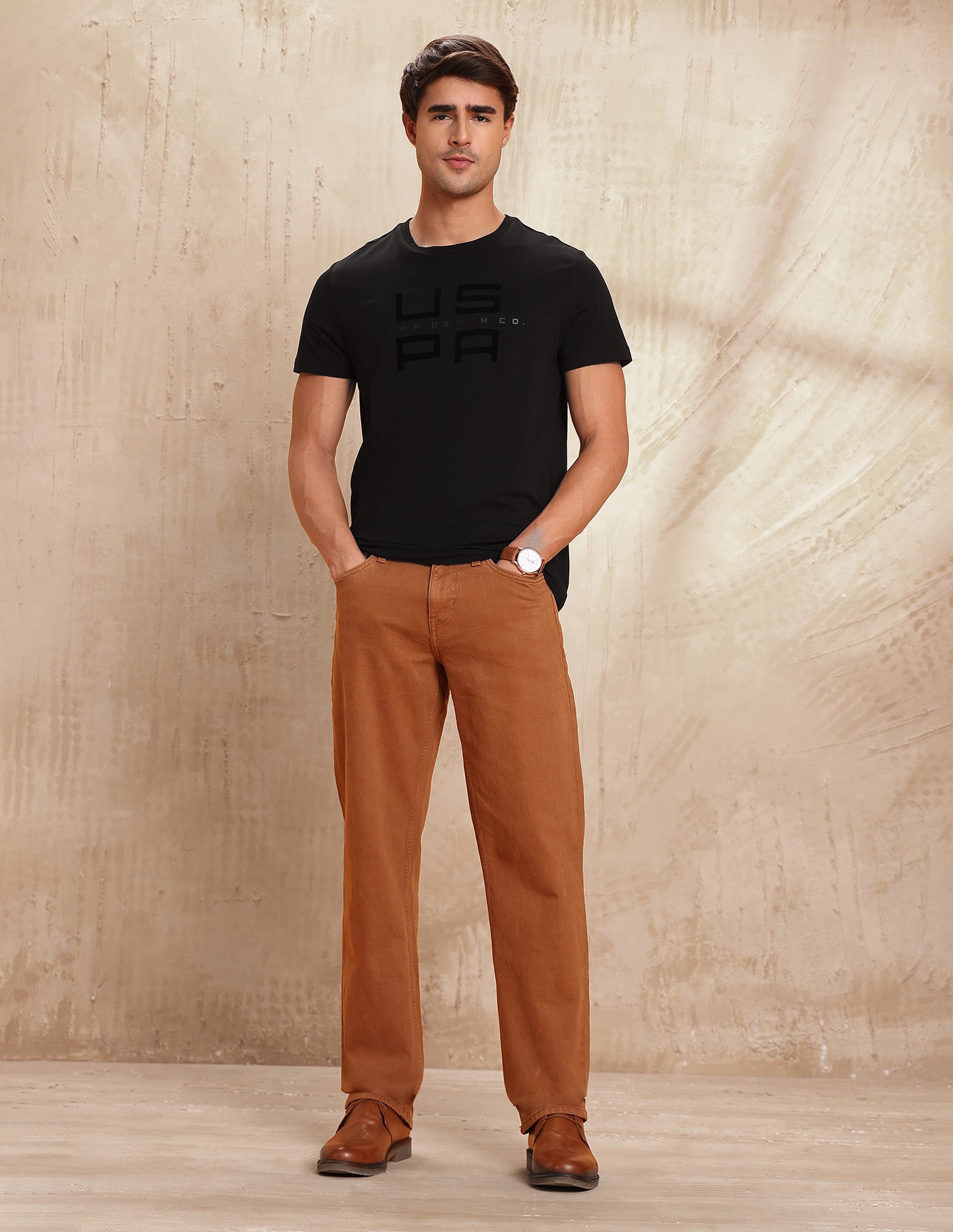 Brand Embossed Regular Fit T-Shirt Black - U.S. POLO ASSN. | Large