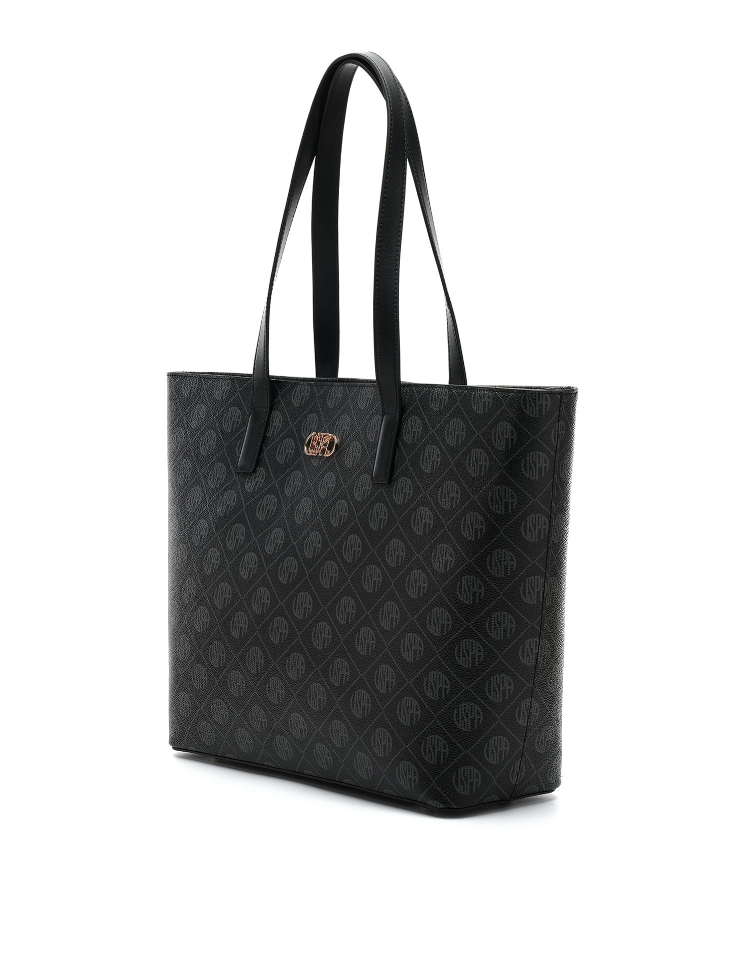 Isla Monogram Tote Handbag Black - U.S. Polo Assn. India | Large