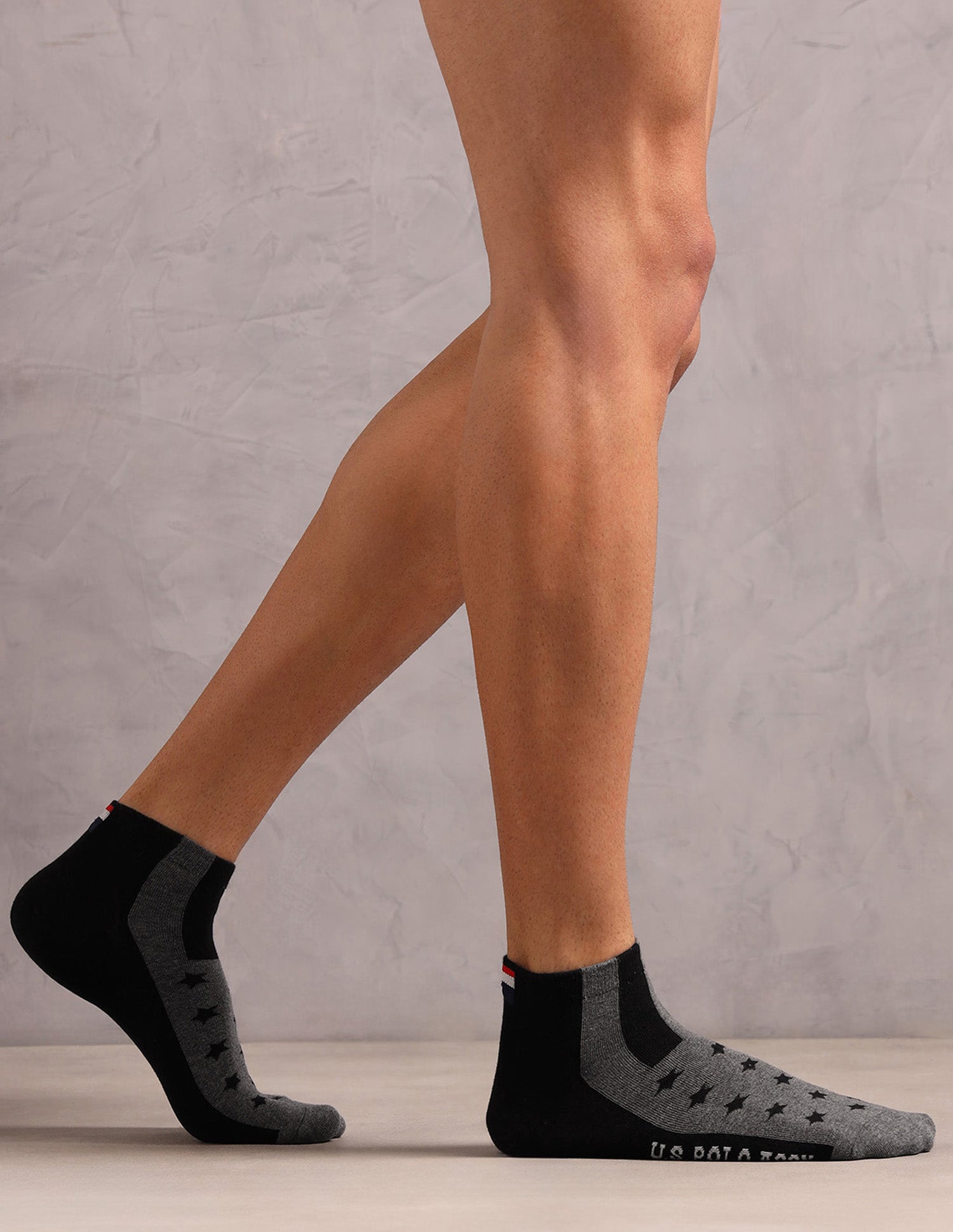 Ankle Length Stretch ES011 Socks - Pack Of 3 Anthra Mel, Black, Anthra Mel - U.S. Polo Assn. India | Large